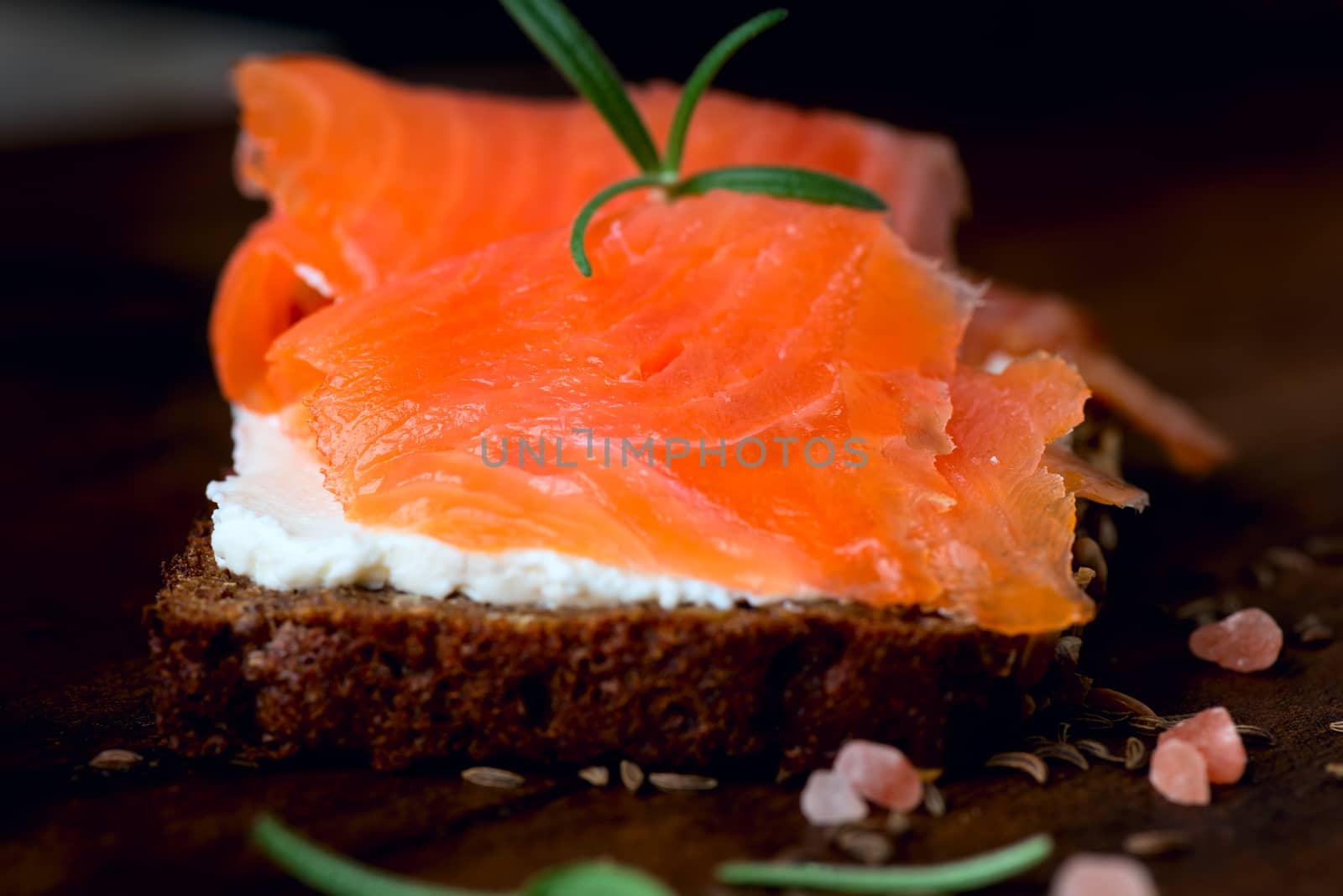 Sandwich with cream cheese and smoked salmon