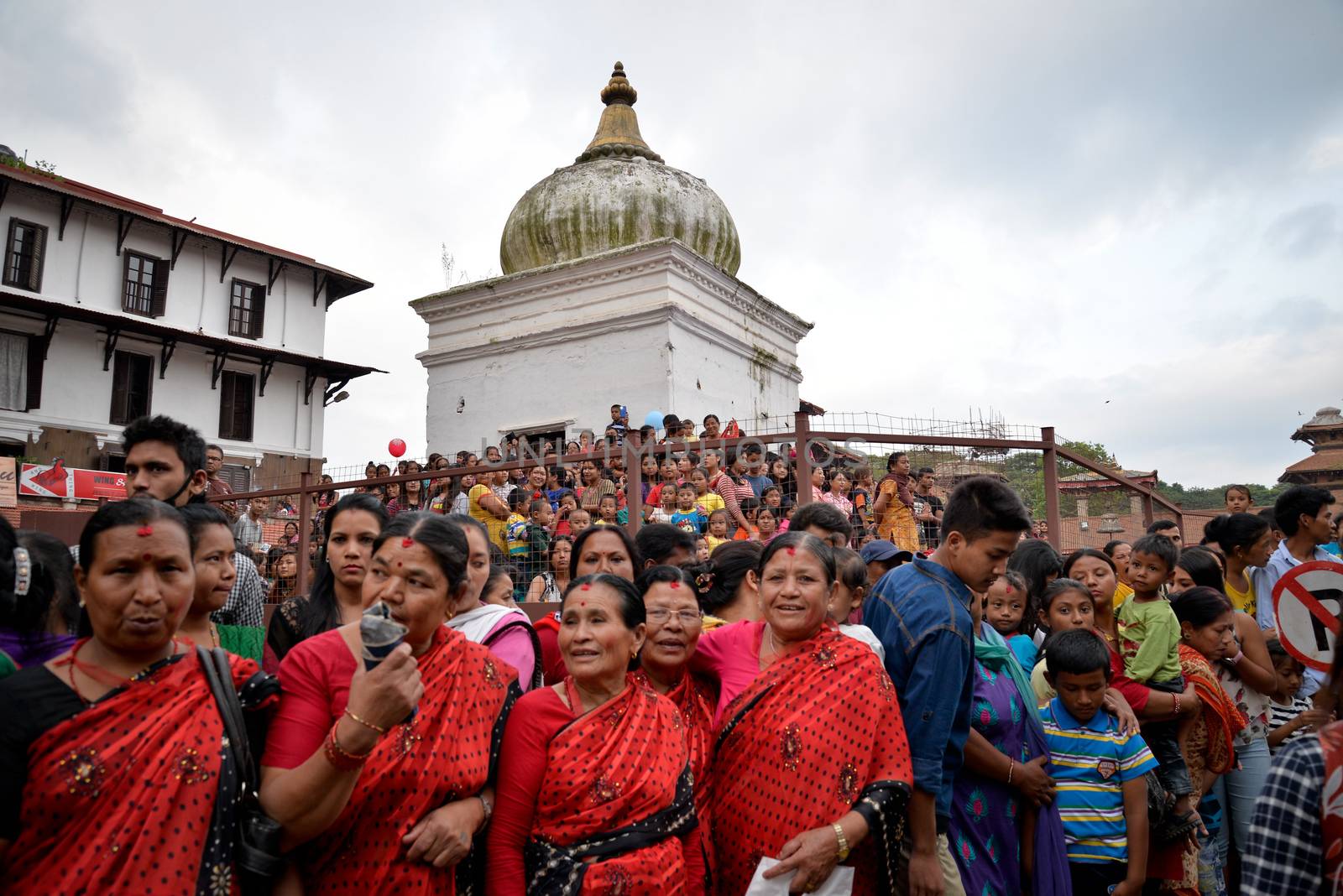 NEPAL, Patan: The Bunga Dyah Jatra chariot festival continues in Patan, Nepal on September 26, 2015, drawing thousands of devotees to honor the Buddhist deity of compassion Avalokitesvara, who is also known as Rato Machhindranath and the giver of rain.