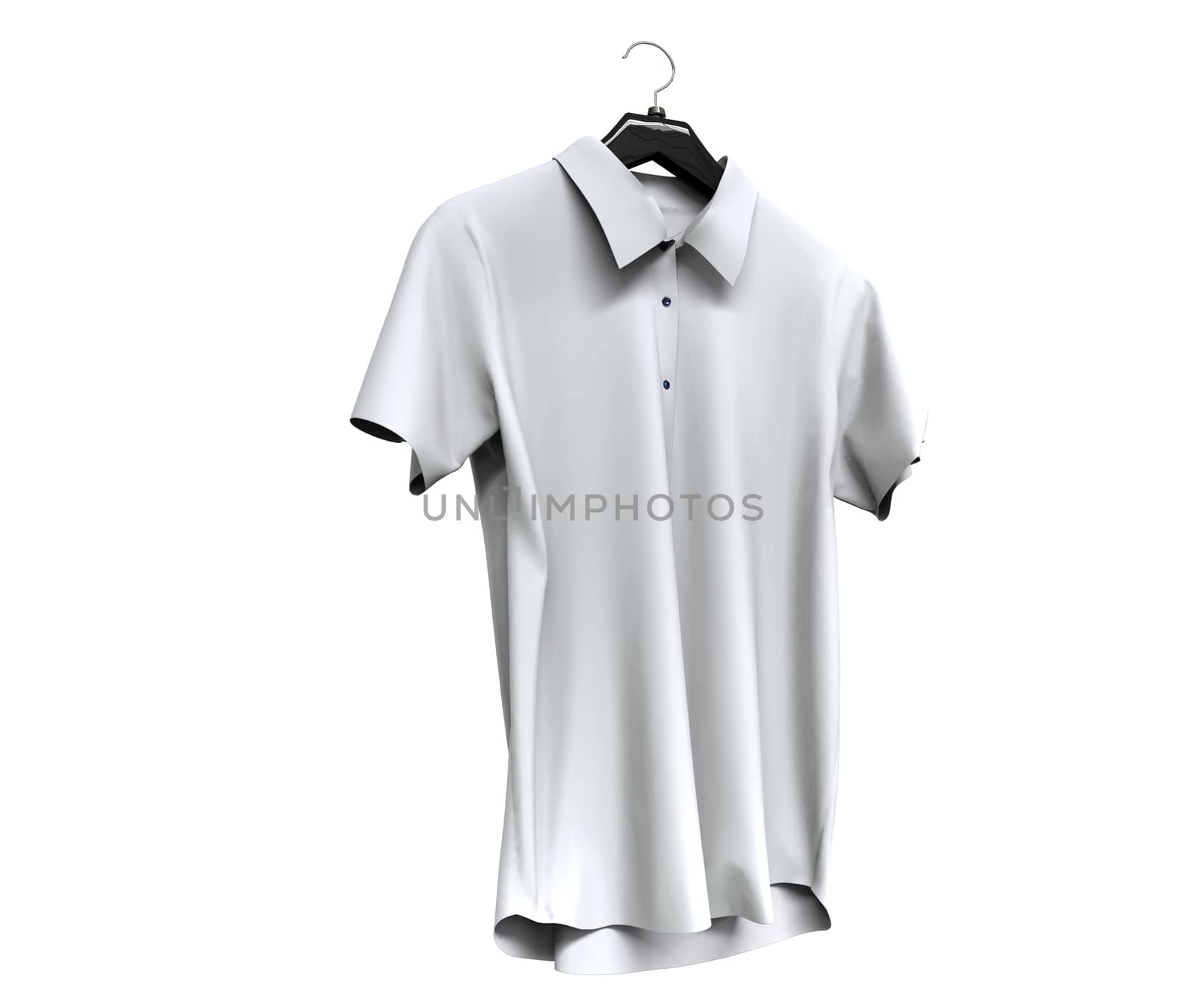 White short sleeve shirt isolated on white background.