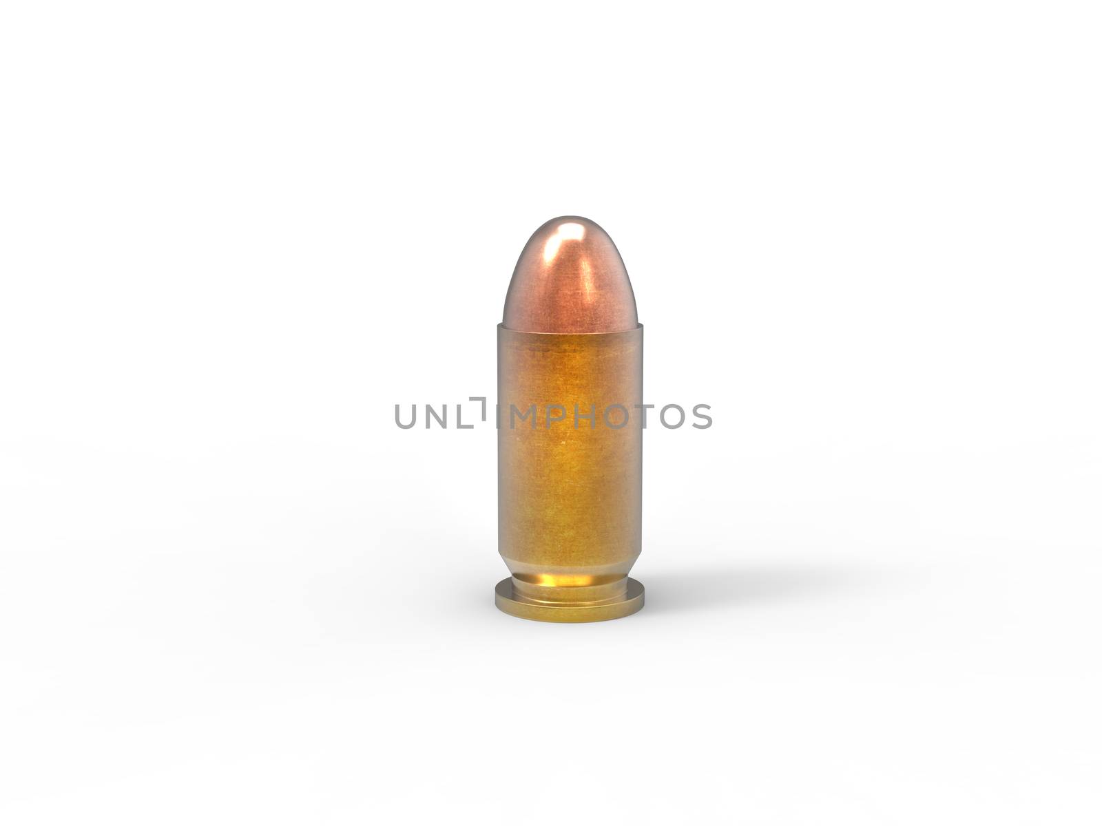 Small caliber bullet isolated on white background