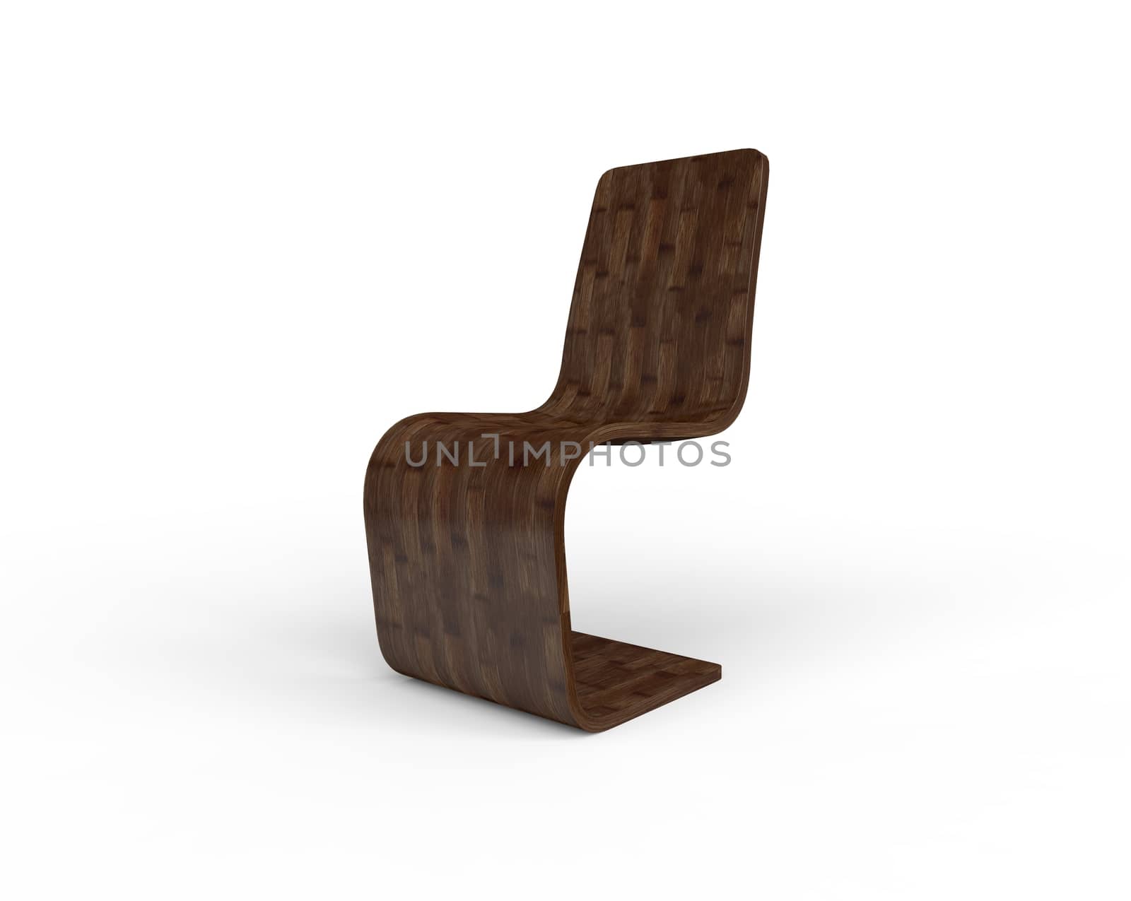 Modern wooden chair isolated on white background.