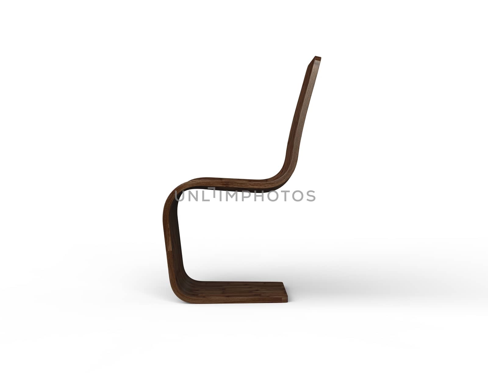 Modern wooden chair isolated on white background - side view.