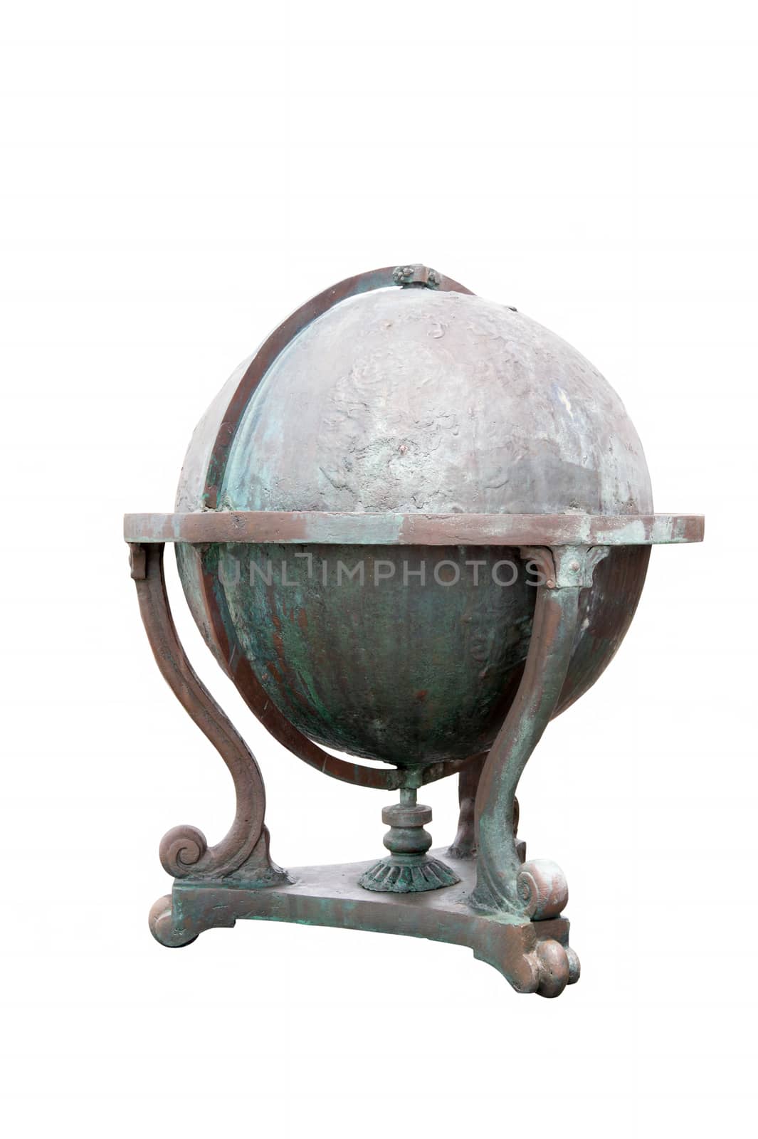 Globe Metal Bronze set in natural light on isolated white background with clipping Paths