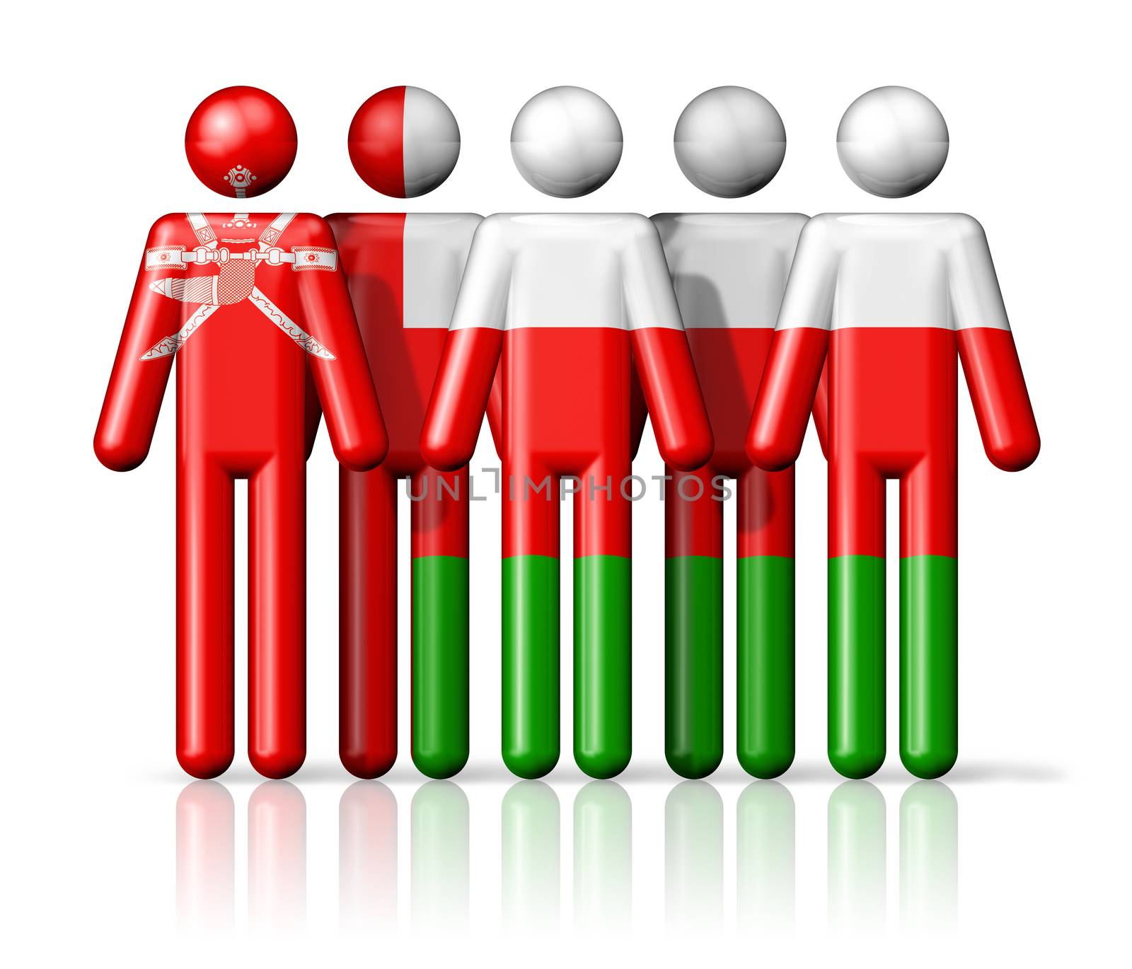 Flag of Oman on stick figure - national and social community symbol 3D icon