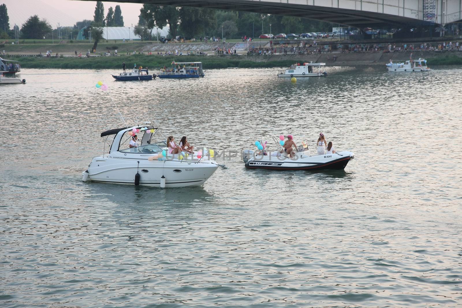 Competitors at Belgrade Boat Carnival held on Avgust 29 2015 at Belgrade,Serbia