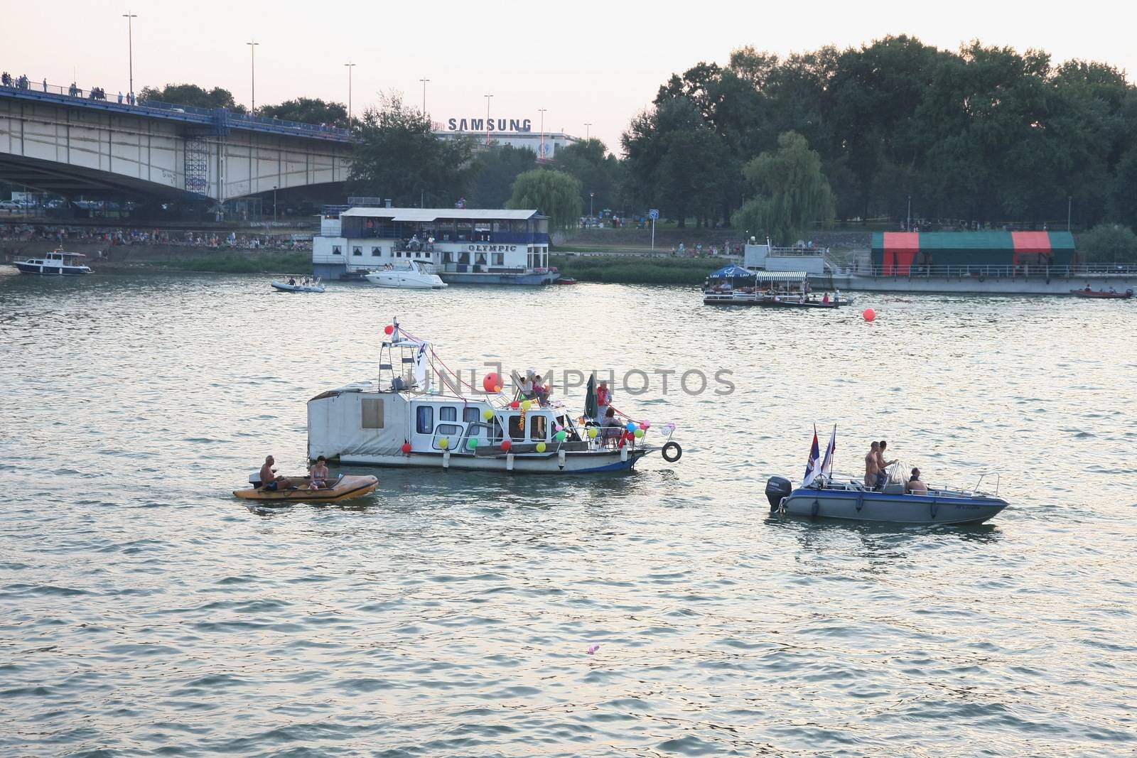 Competitors at Belgrade Boat Carnival held on Avgust 29 2015 at Belgrade,Serbia