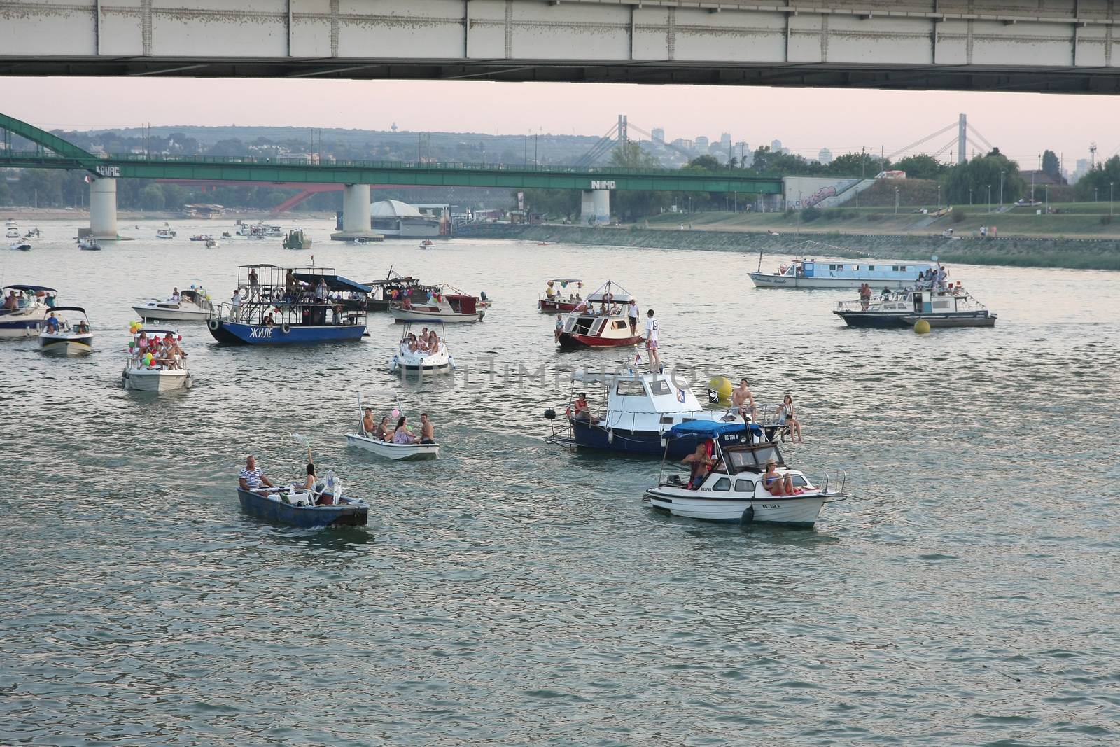 Competitors at Belgrade Boat Carnival held on Avgust 29 2015 at Belgrade,Serbia