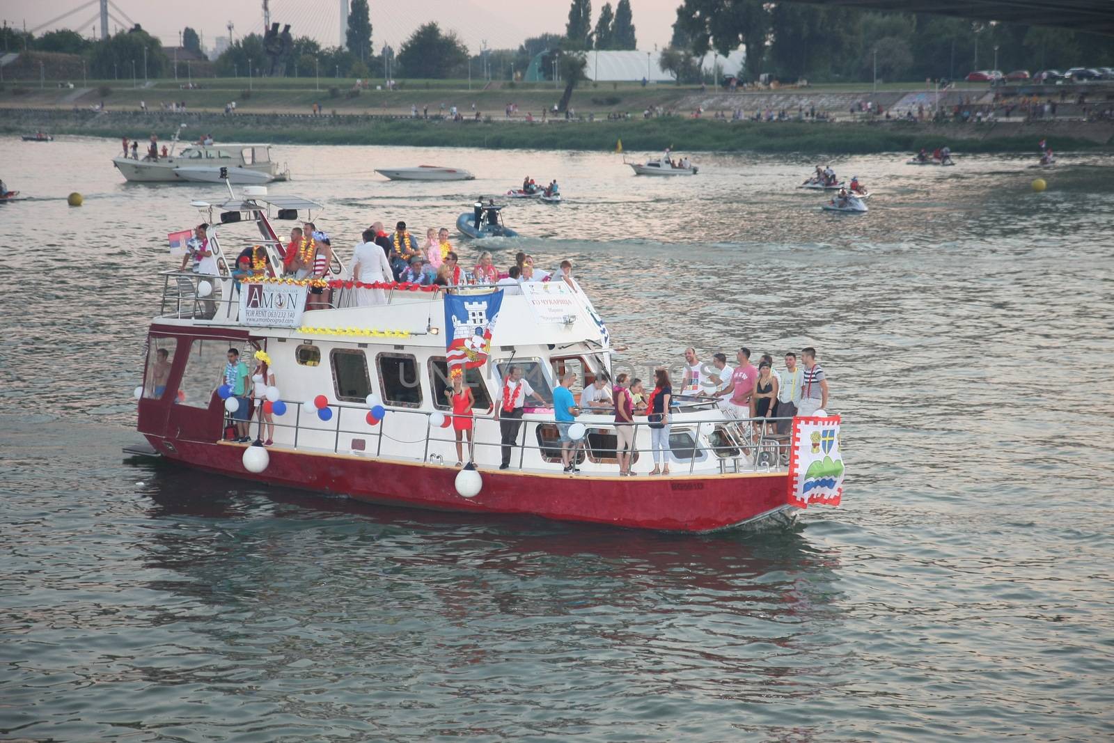 Competitors at Belgrade Boat Carnival held on Avgust 29 2015 at Belgrade,Serbia