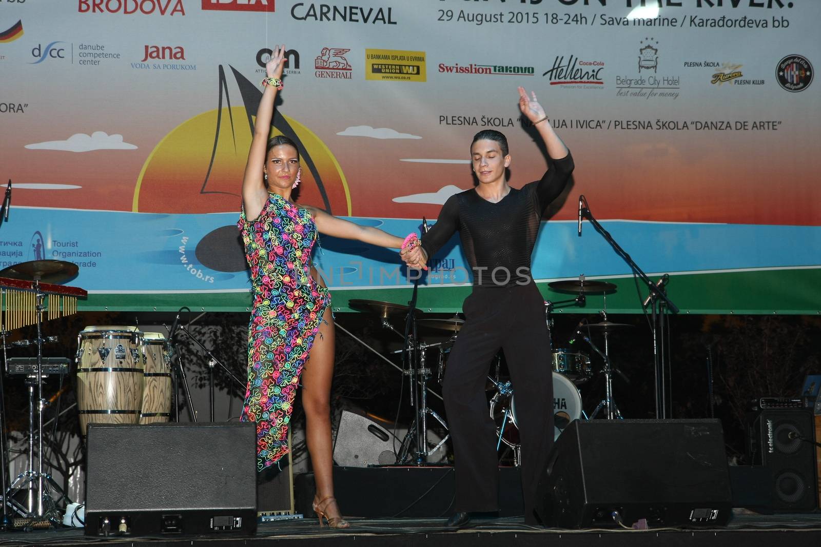 Dancers  at Belgrade Boat Carnival held on Avgust 29 2015 at Belgrade,Serbia