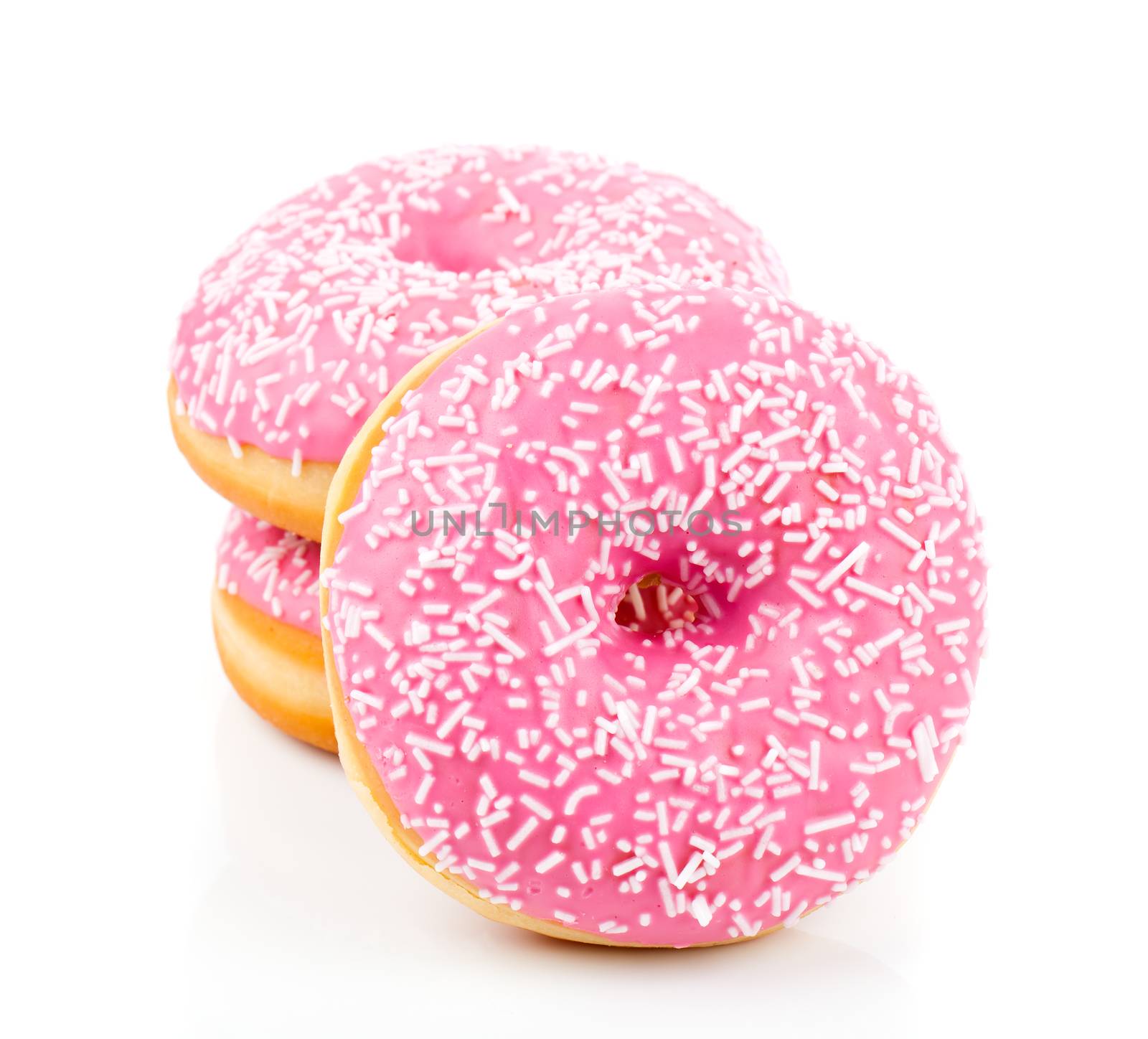 Pink Donut Isolated On White Background by motorolka