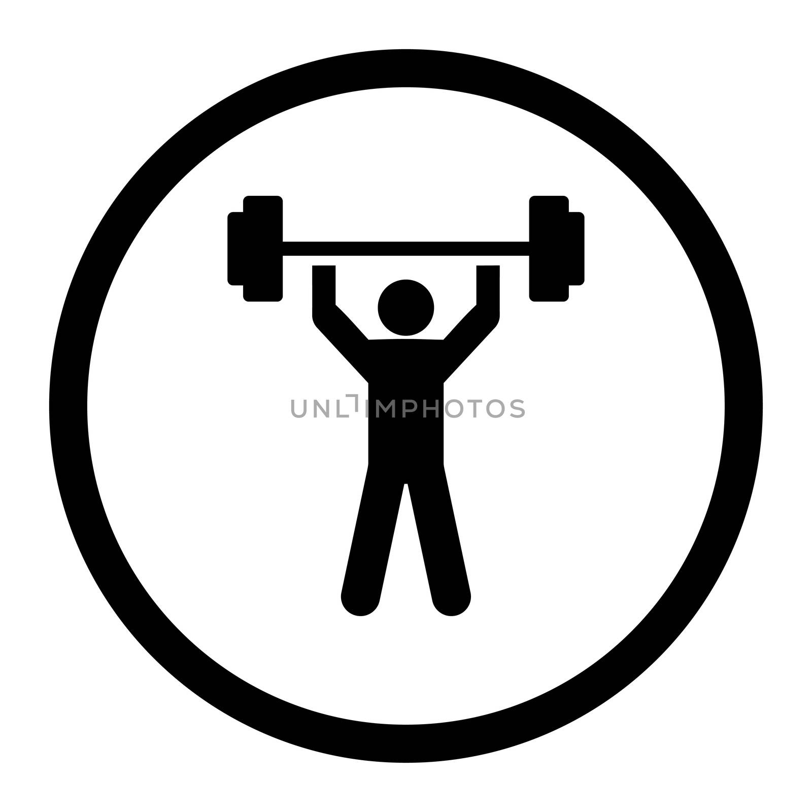 Power lifting glyph icon. This rounded flat symbol is drawn with black color on a white background.