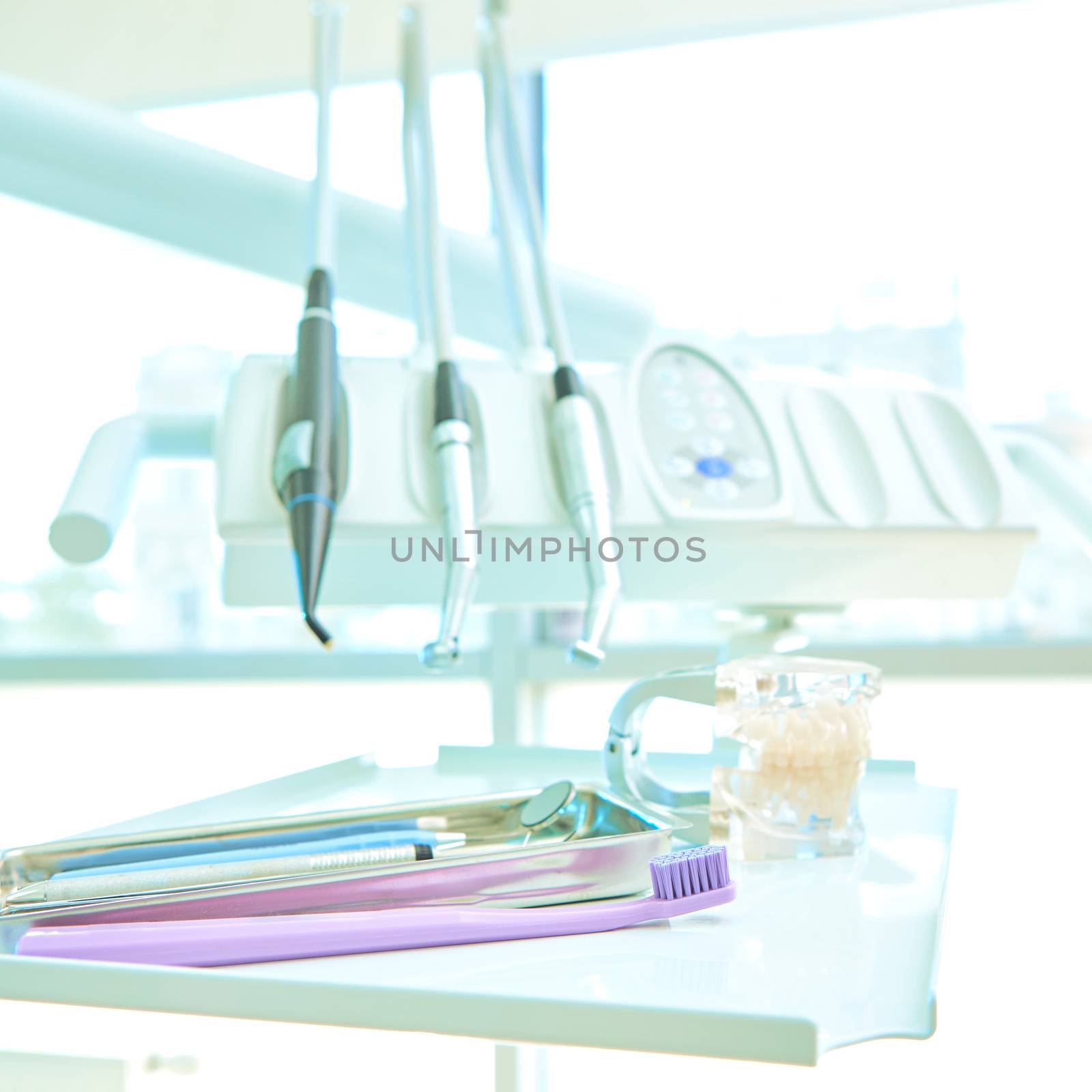 Closeup of a modern dentist tools, shalow dof