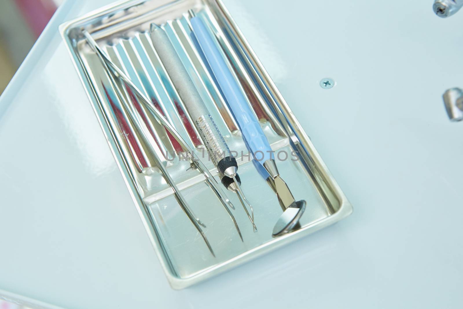 Closeup of a modern dentist tools by sarymsakov