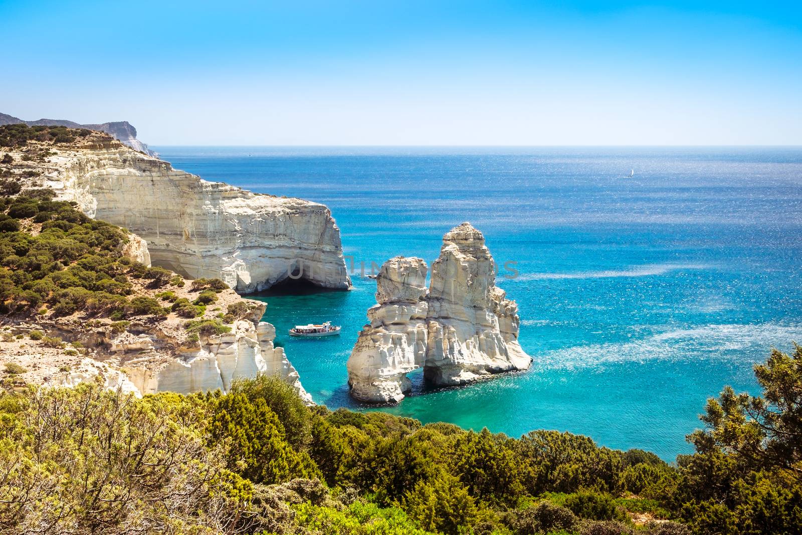 Scenic seascape view of Kleftiko rocky coastline on Milos island by martinm303