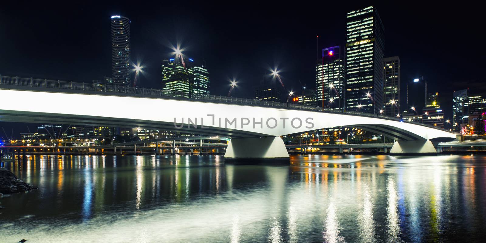 Brisbane, Australia - Tuesday 23rd June, 2015: View of Victoria Bridge and Brisbane City at night from Southbank on Tuesday the 23rd June 2015. by artistrobd