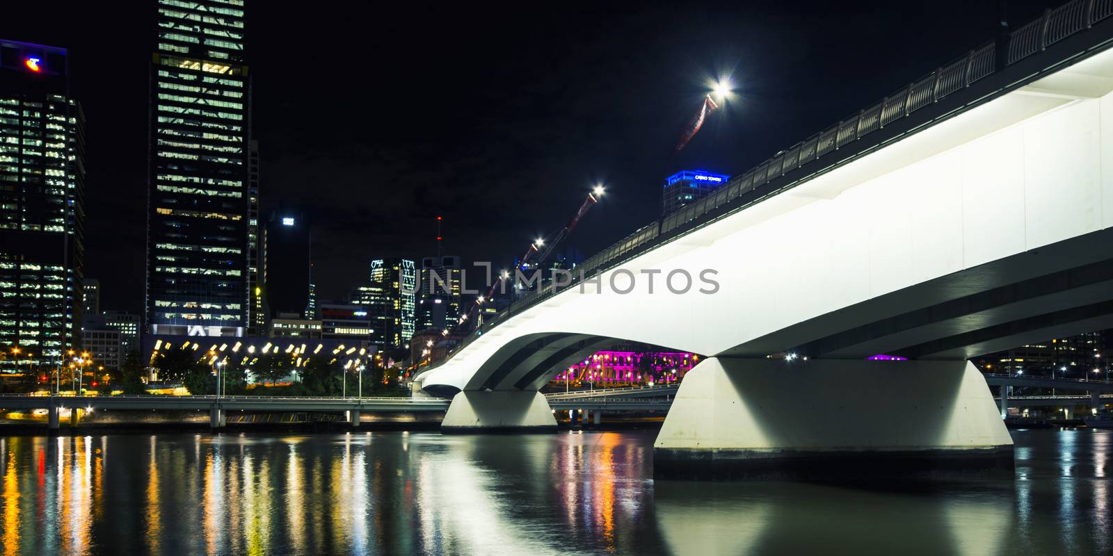 Brisbane, Australia - Tuesday 23rd June, 2015: View of Victoria Bridge and Brisbane City at night from Southbank on Tuesday the 23rd June 2015. by artistrobd