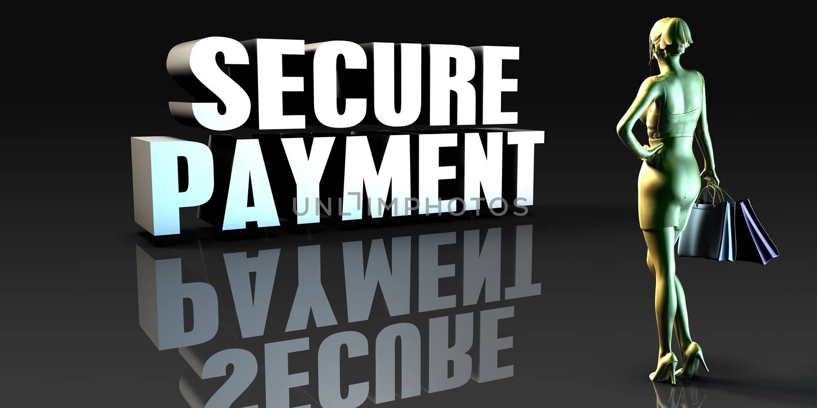 Secure Payment as a Concept with Lady Holding Shopping Bags