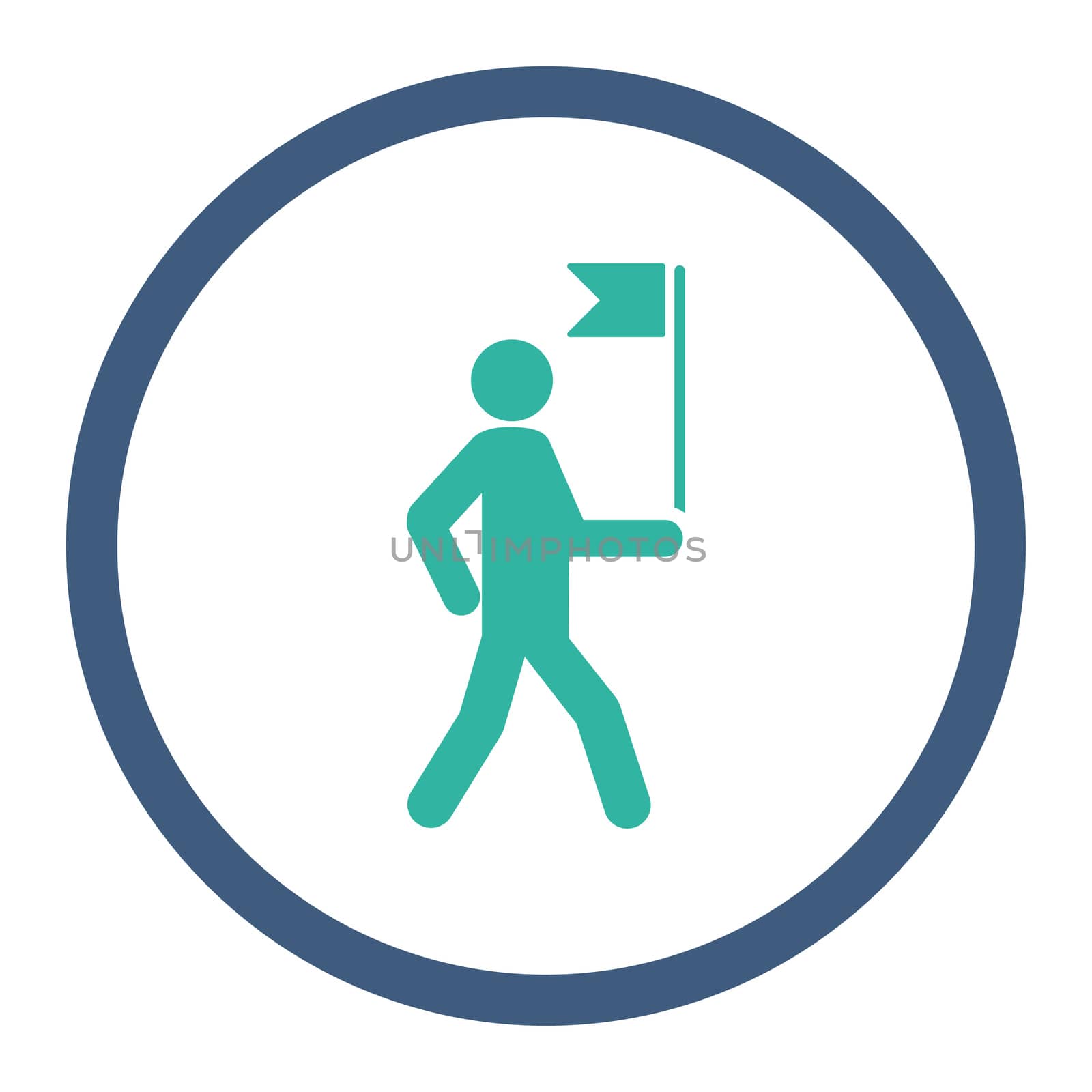 Guide icon. This rounded flat symbol is drawn with cobalt and cyan colors on a white background.