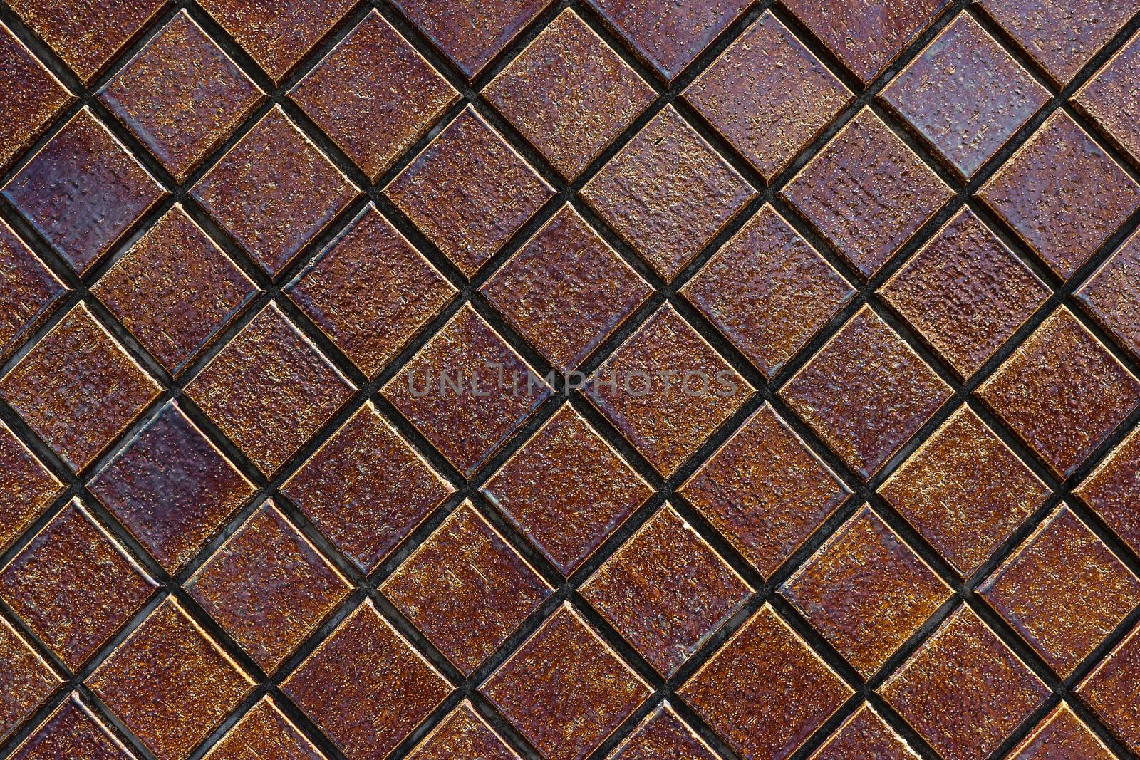 Dark brown smooth stone mosaic wall floor