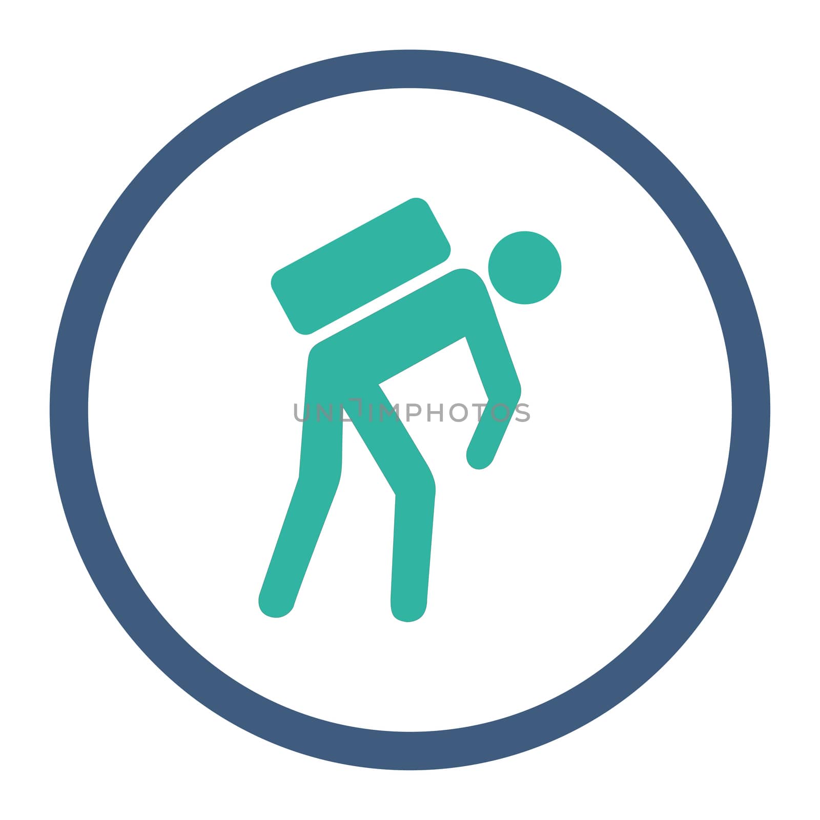 Courier icon. This rounded flat symbol is drawn with cobalt and cyan colors on a white background.