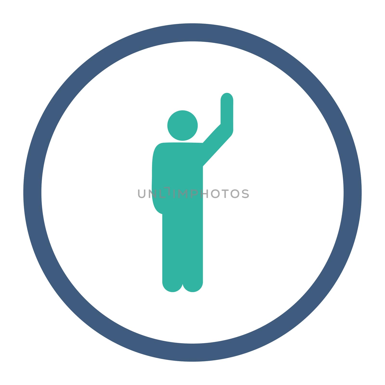 Hitchhike icon. This rounded flat symbol is drawn with cobalt and cyan colors on a white background.