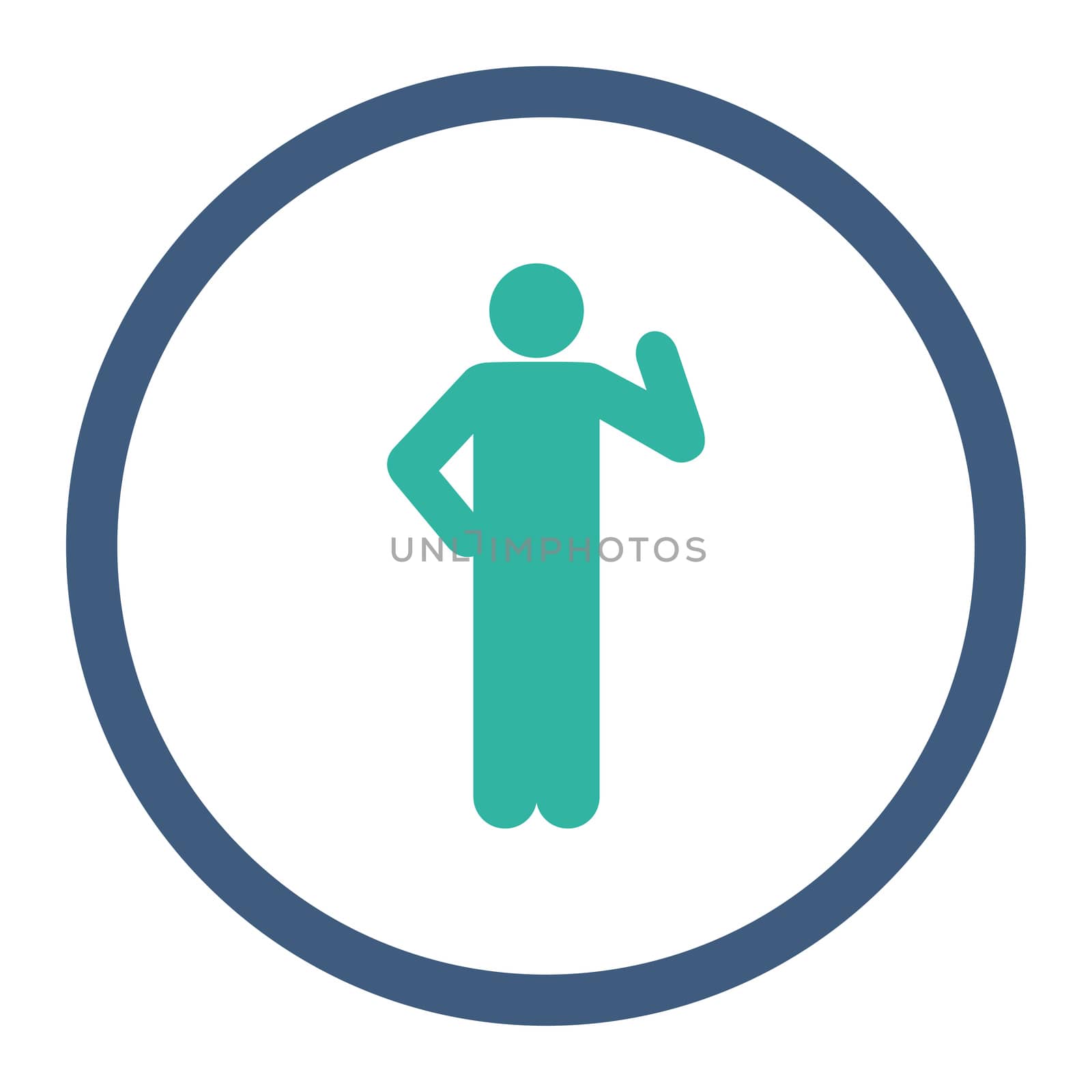 Proposal glyph icon. This rounded flat symbol is drawn with cobalt and cyan colors on a white background.