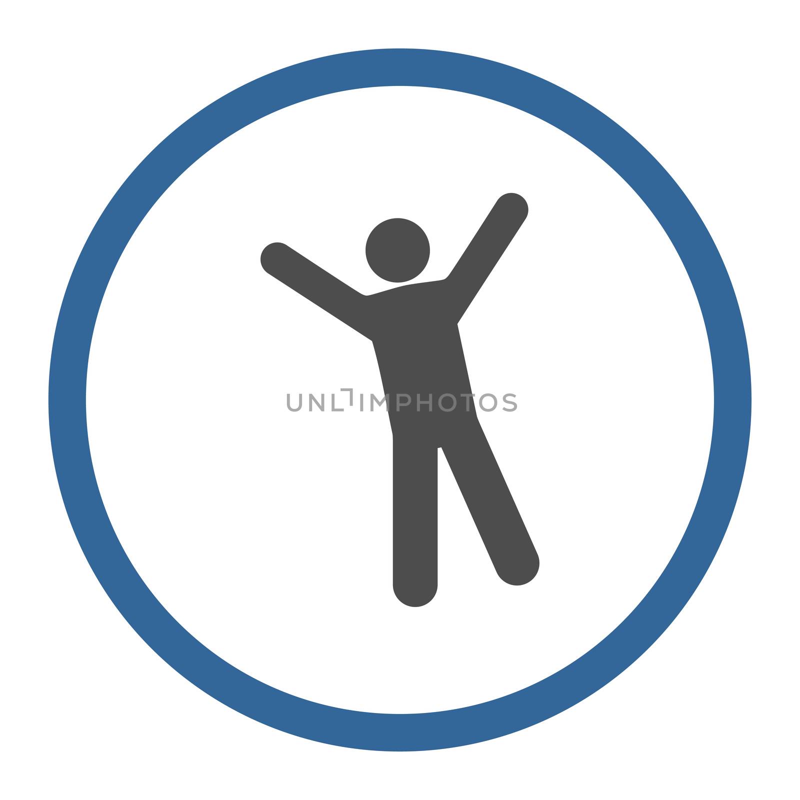 Joy icon. This rounded flat symbol is drawn with cobalt and gray colors on a white background.