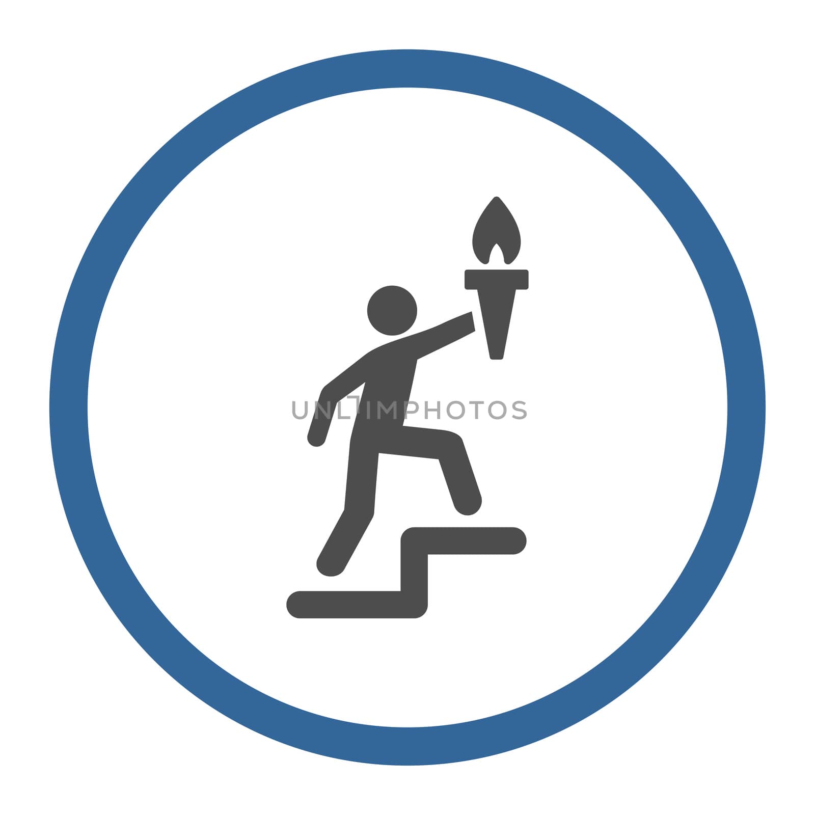 Leader icon. This rounded flat symbol is drawn with cobalt and gray colors on a white background.