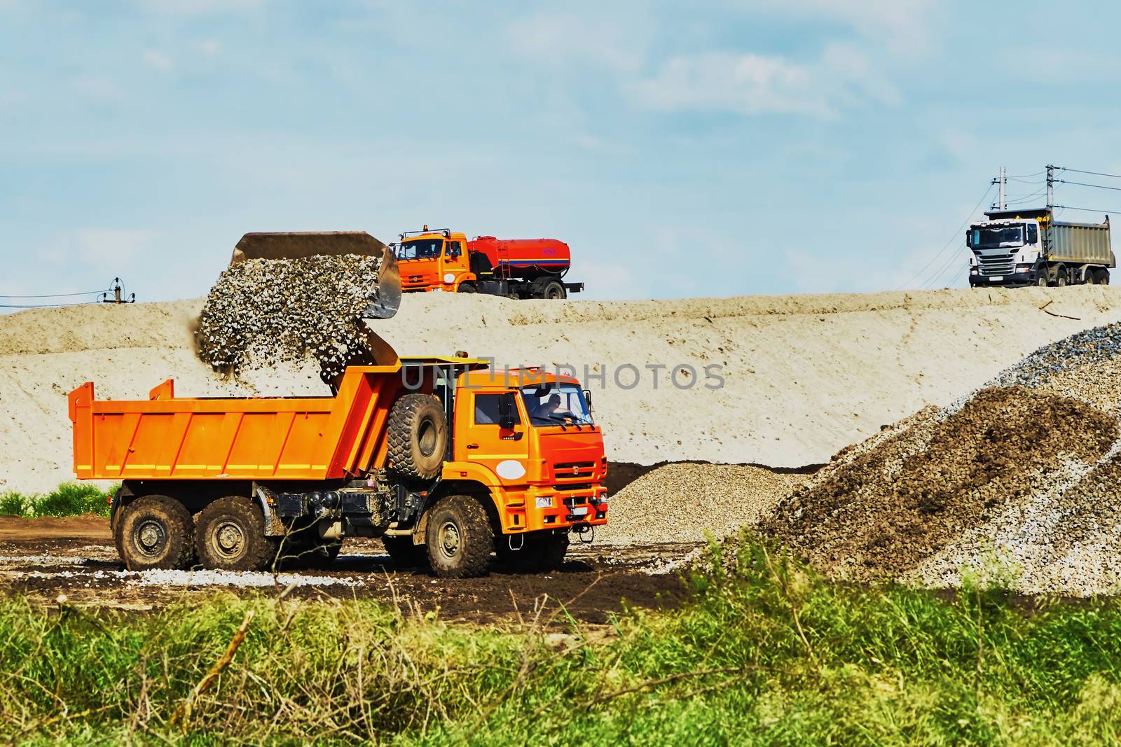 Road works on the construction of the bridge                           