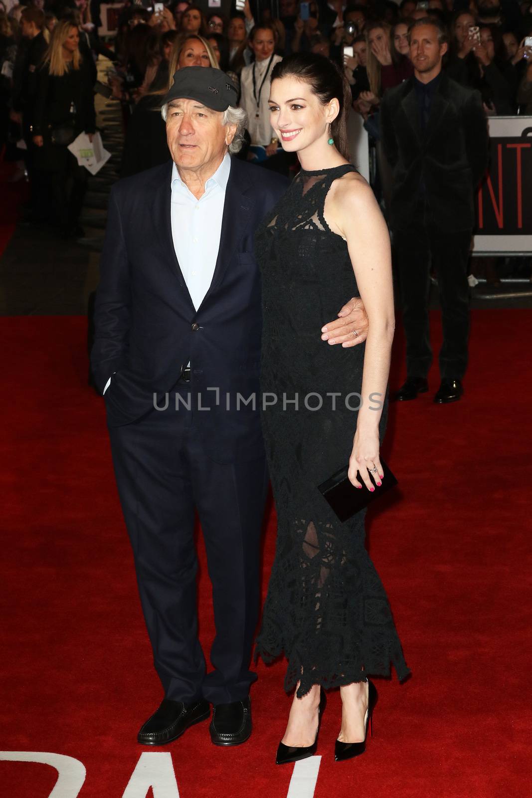 UNITED KINGDOM, London: Robert De Niro and Anne Hathaway attend the European premiere of The Intern at Leicester Square, London on September 27, 2015.