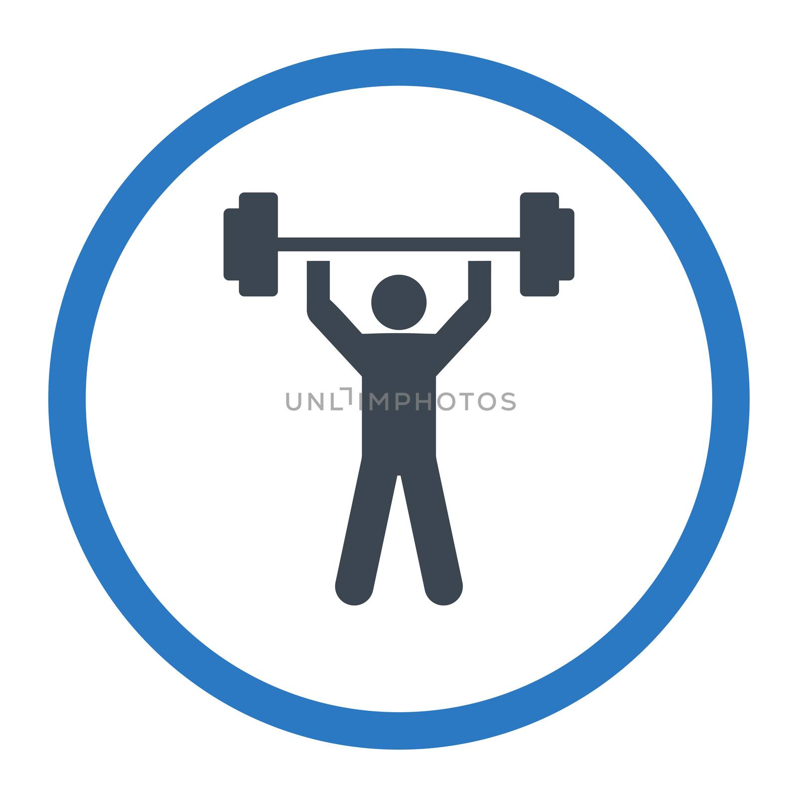 Power lifting glyph icon. This rounded flat symbol is drawn with smooth blue colors on a white background.