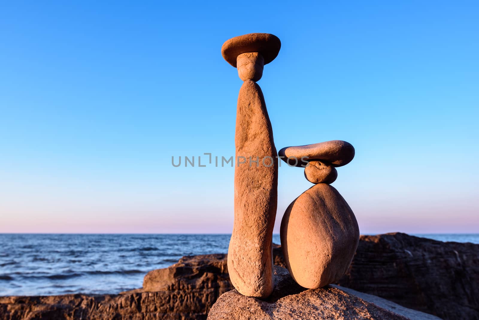 Symbolic figurines of the stones on the seashore