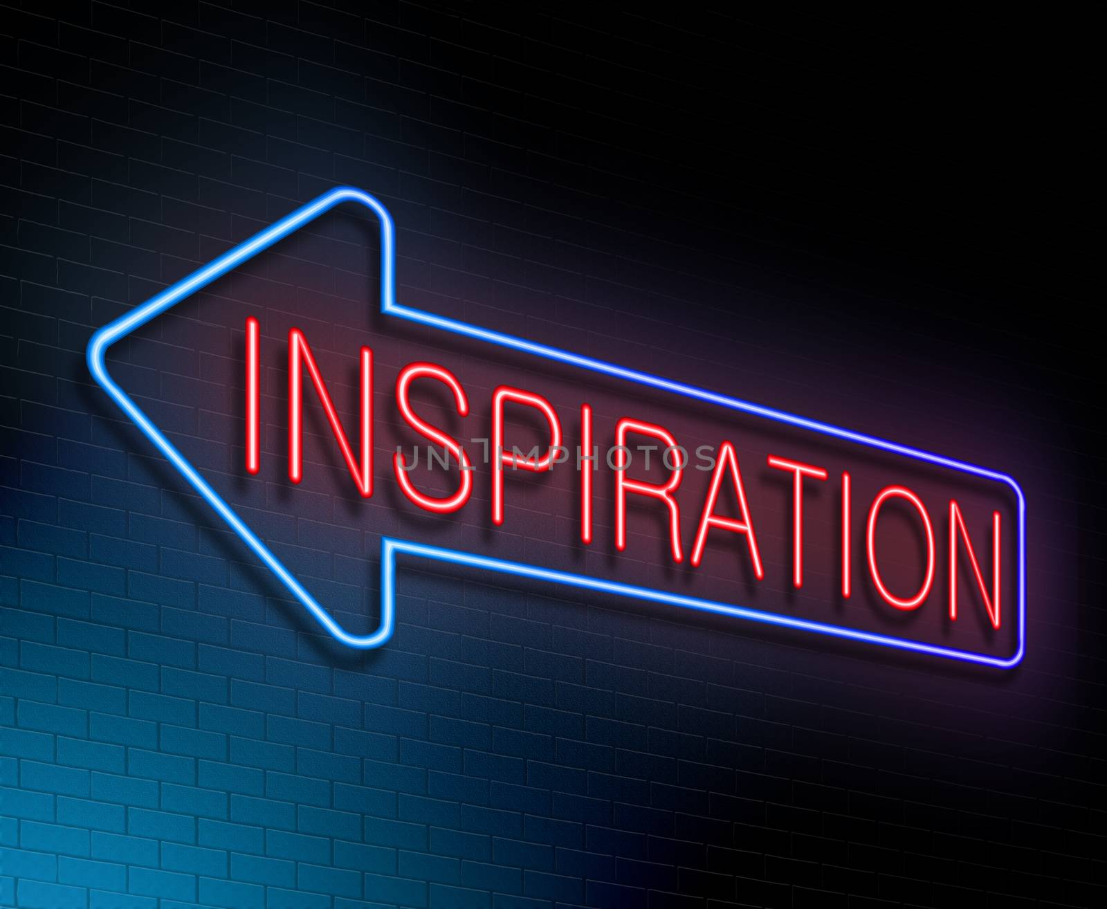 Illustration depicting an illuminated neon sign with an inspiration concept.