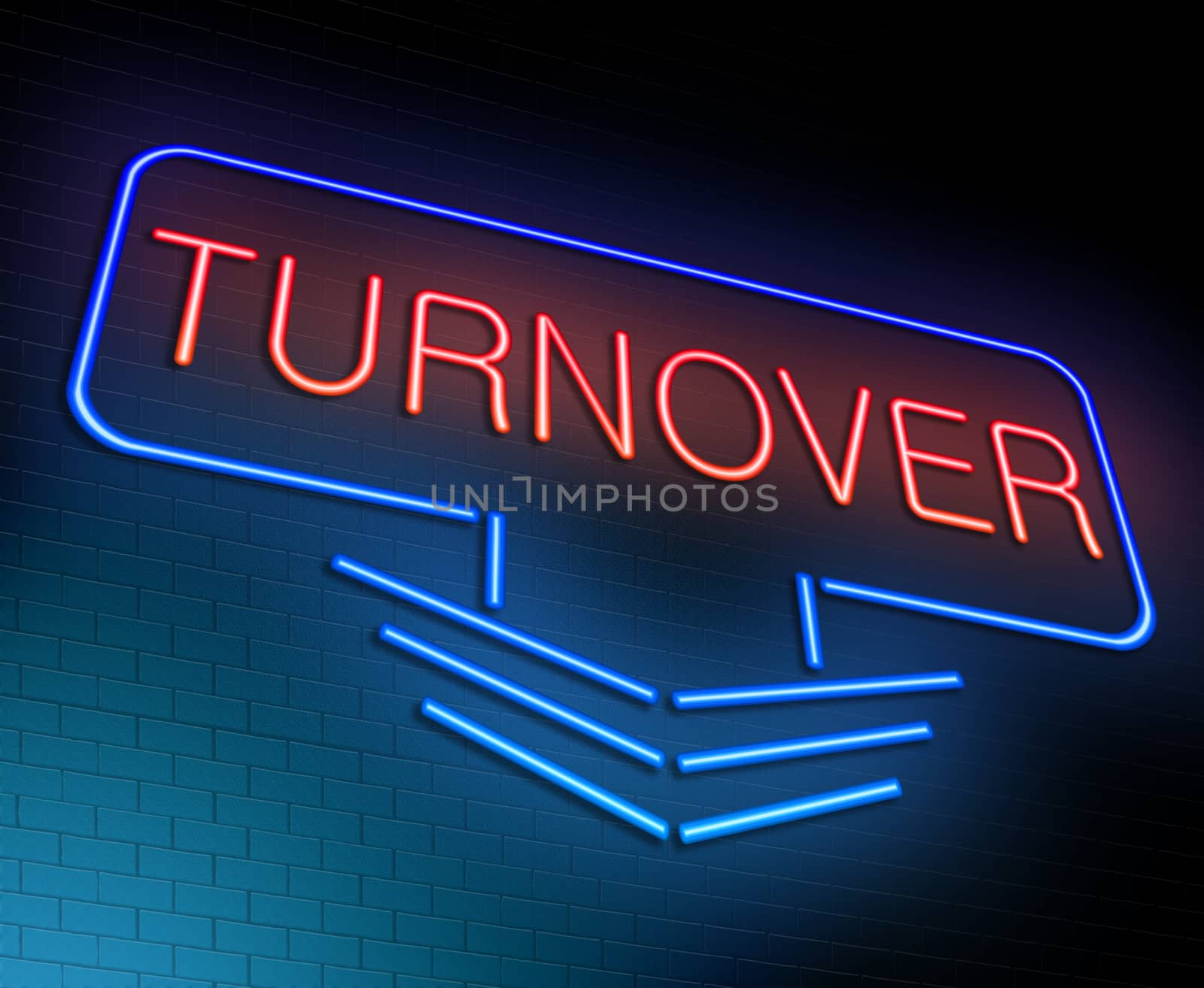 Illustration depicting an illuminated neon sign with a turnover concept.
