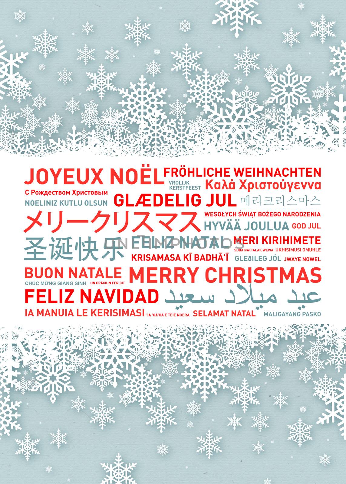 Merry christmas from the world. Different languages celebration
