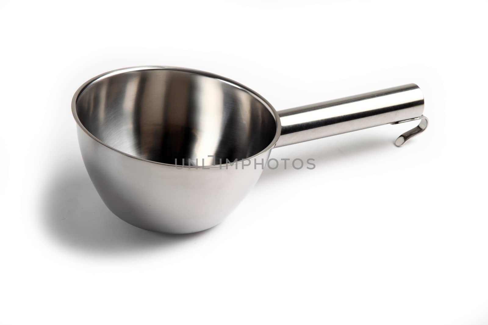 pot of steel with a handle on white background