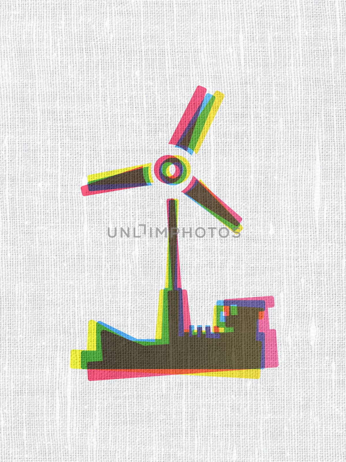 Industry concept: Windmill on fabric texture background by maxkabakov