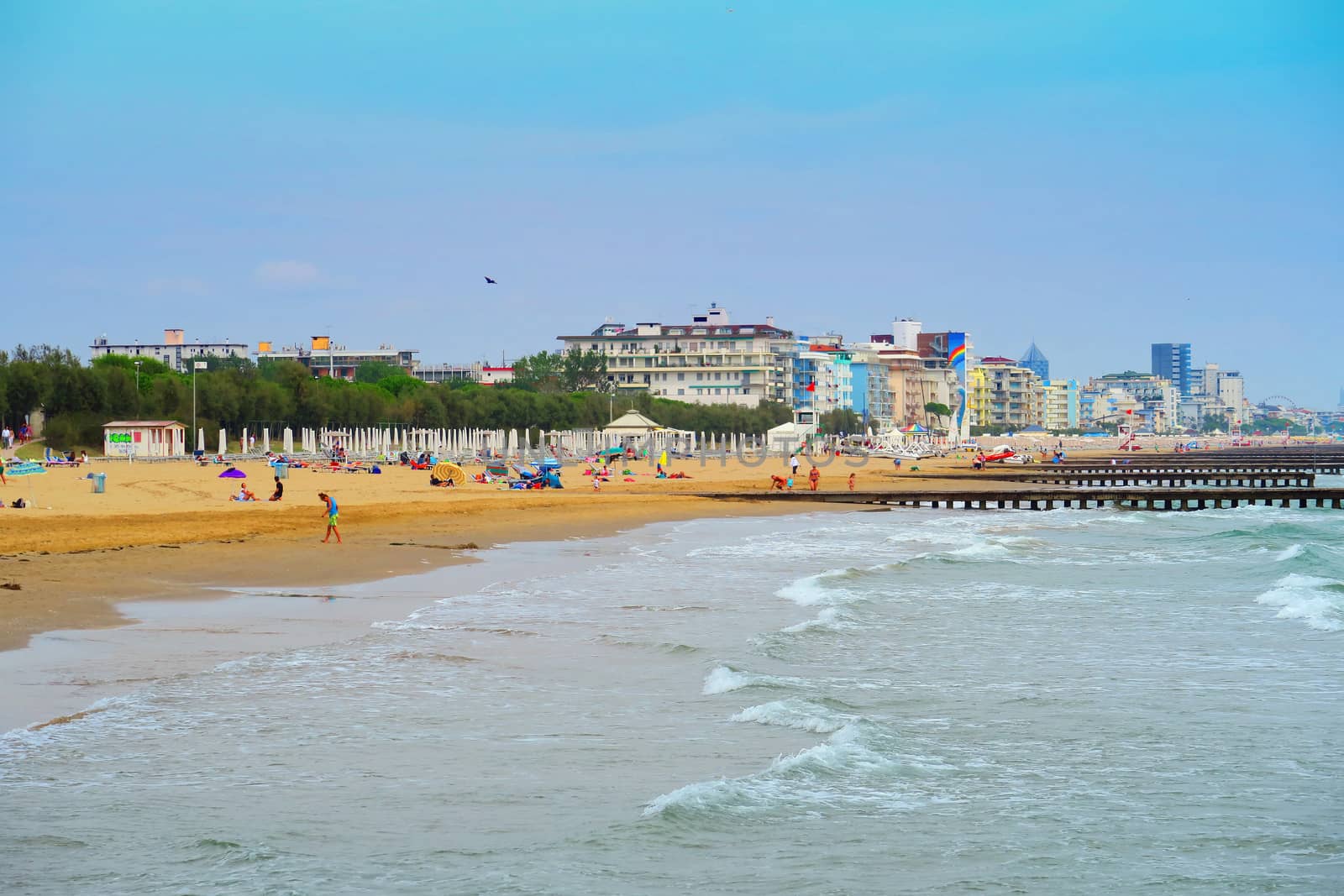 View of Jesolo, Italy, from the beach