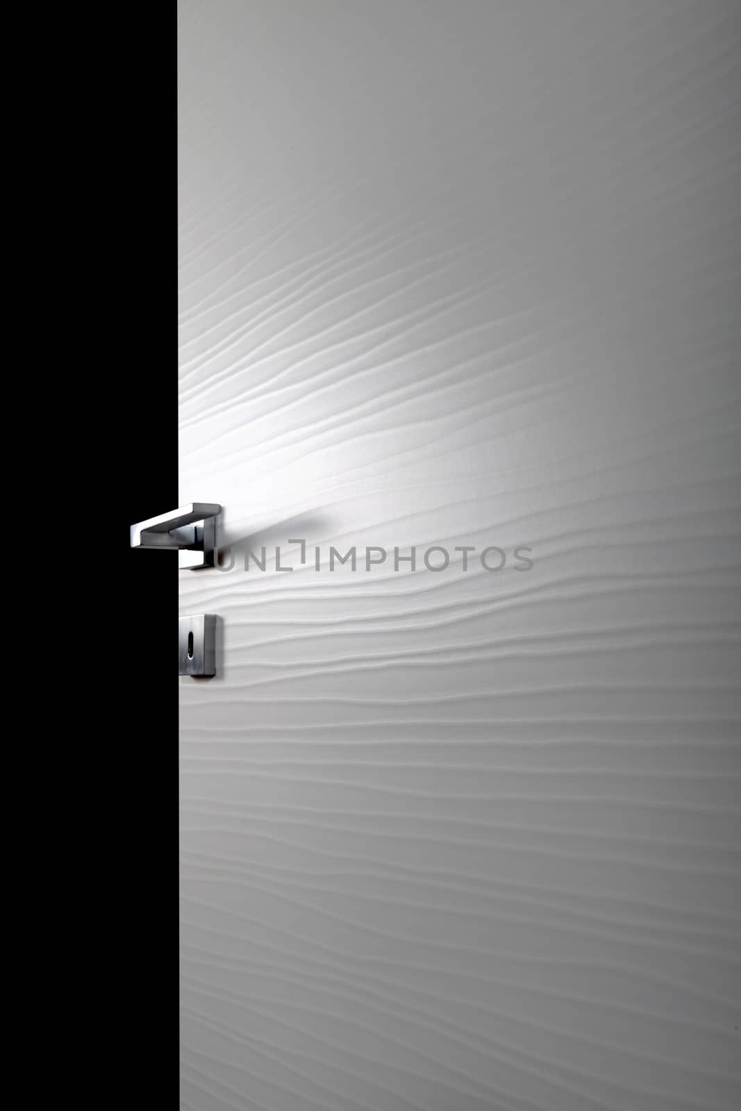 clear door open, with the handle, on white background