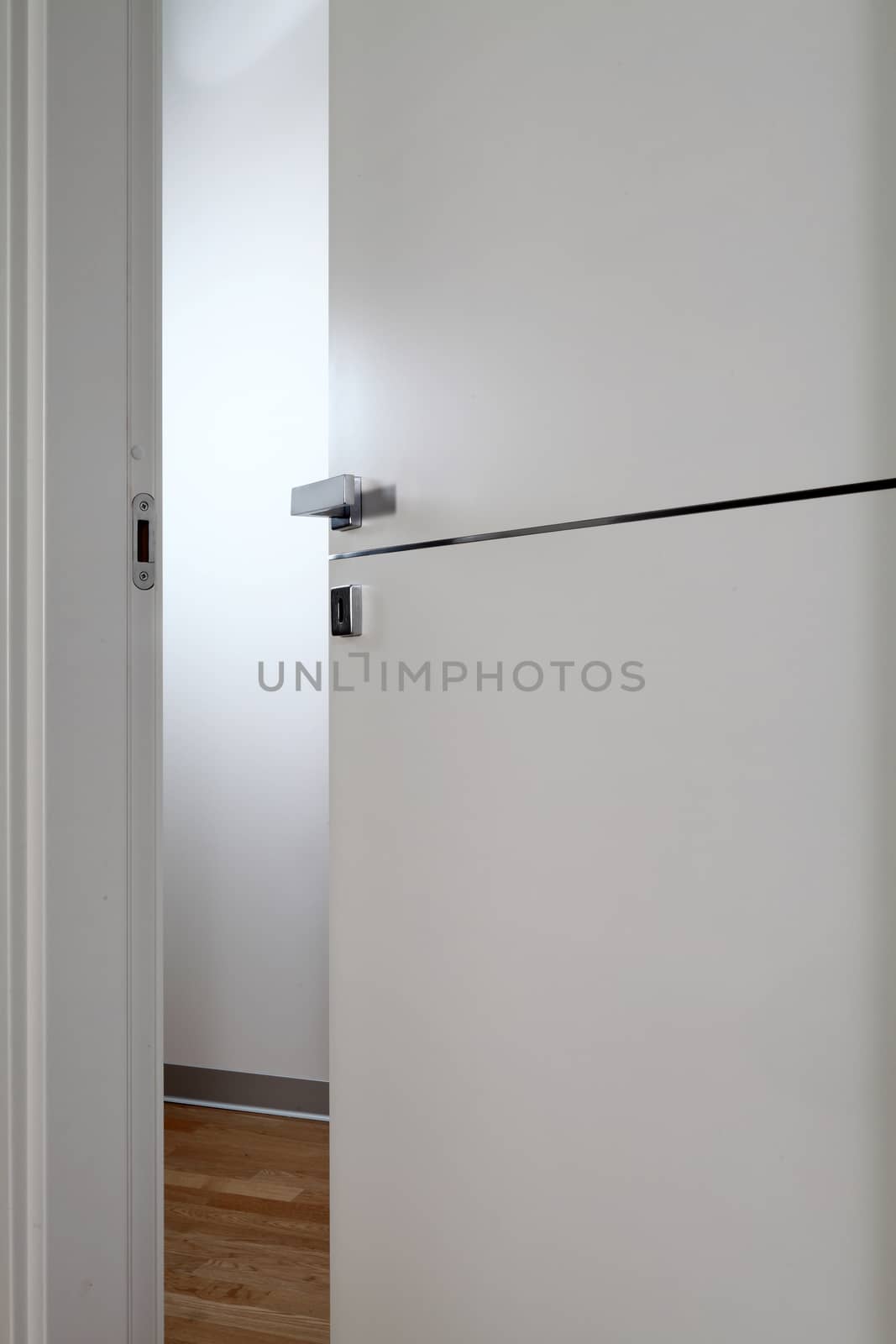 clear door open, with the handle, on white background