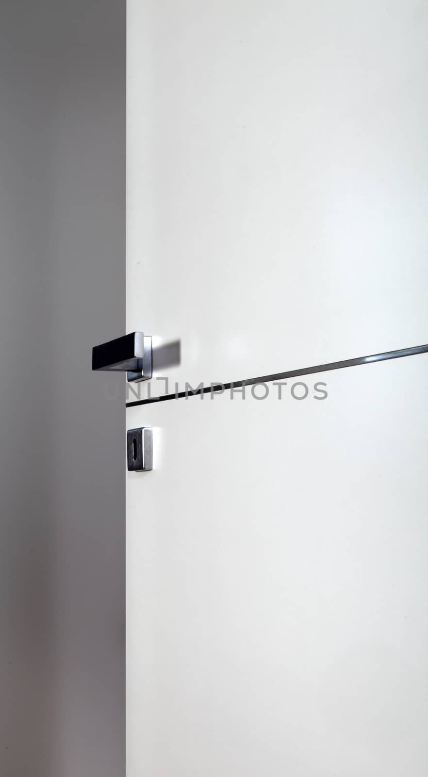 white door open on a grey background