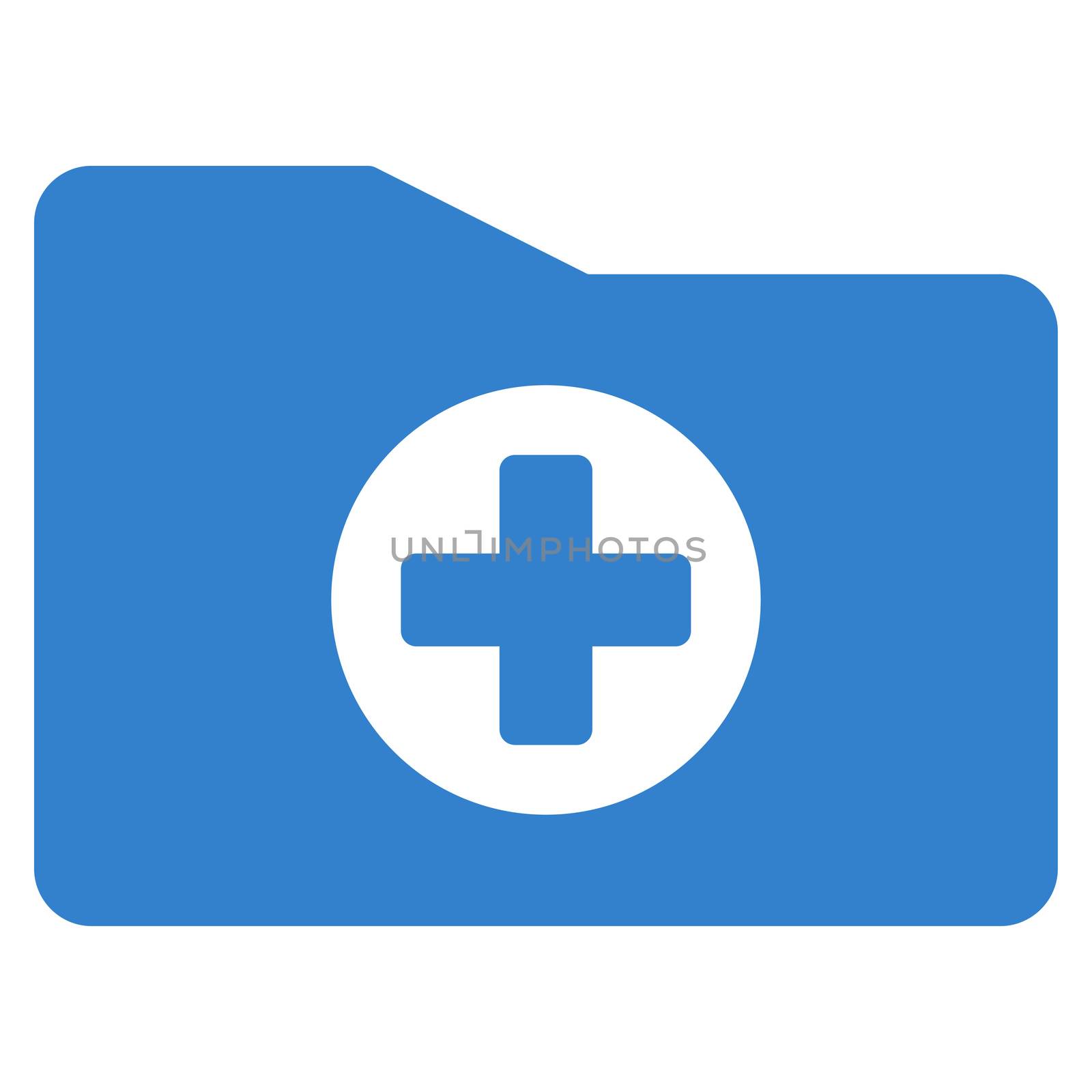 Medical Folder glyph icon. Style is flat symbol, cobalt color, rounded angles, white background.