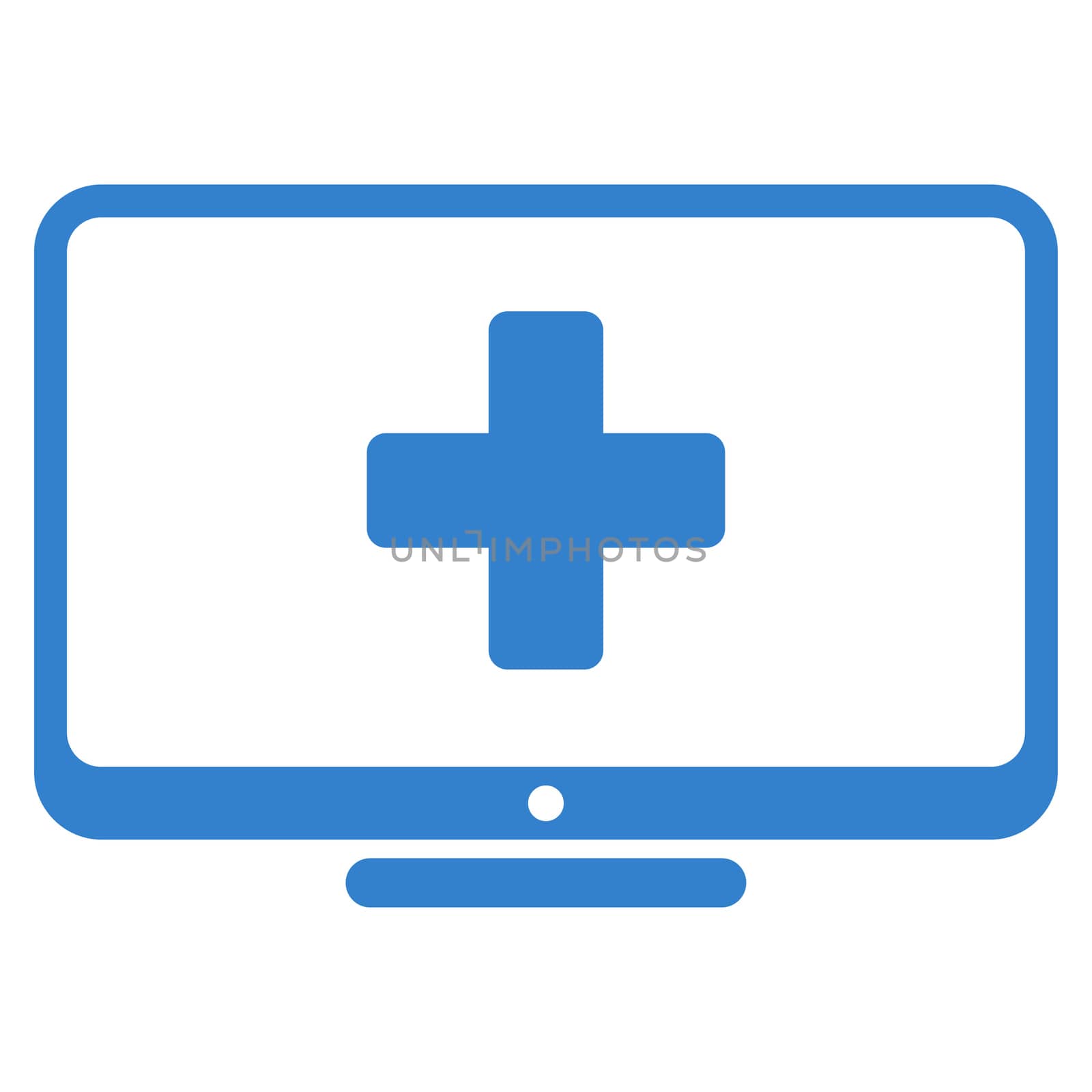 Medical Monitor glyph icon. Style is flat symbol, cobalt color, rounded angles, white background.