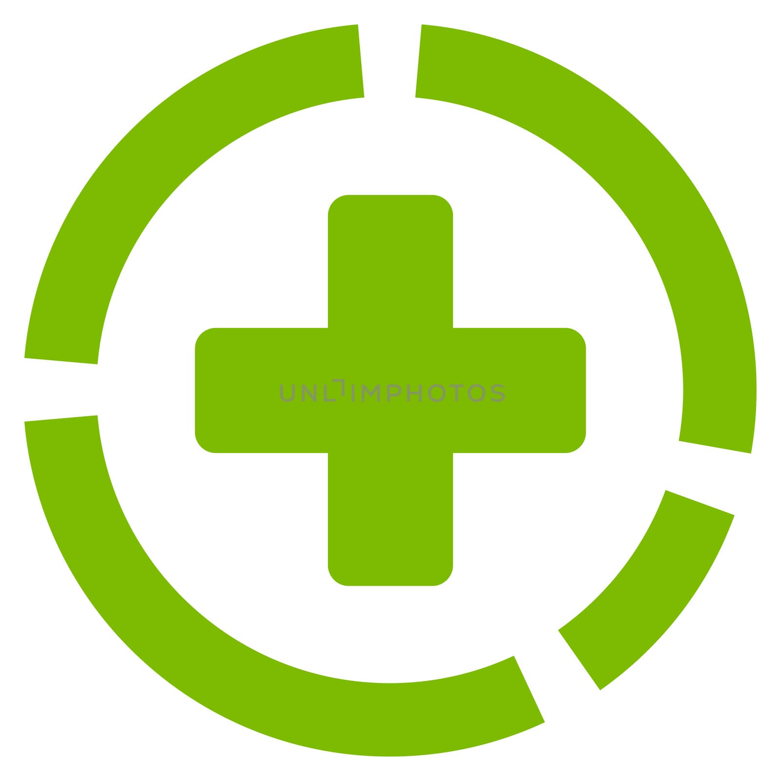 Health Care Diagram glyph icon. Style is flat symbol, eco green color, rounded angles, white background.