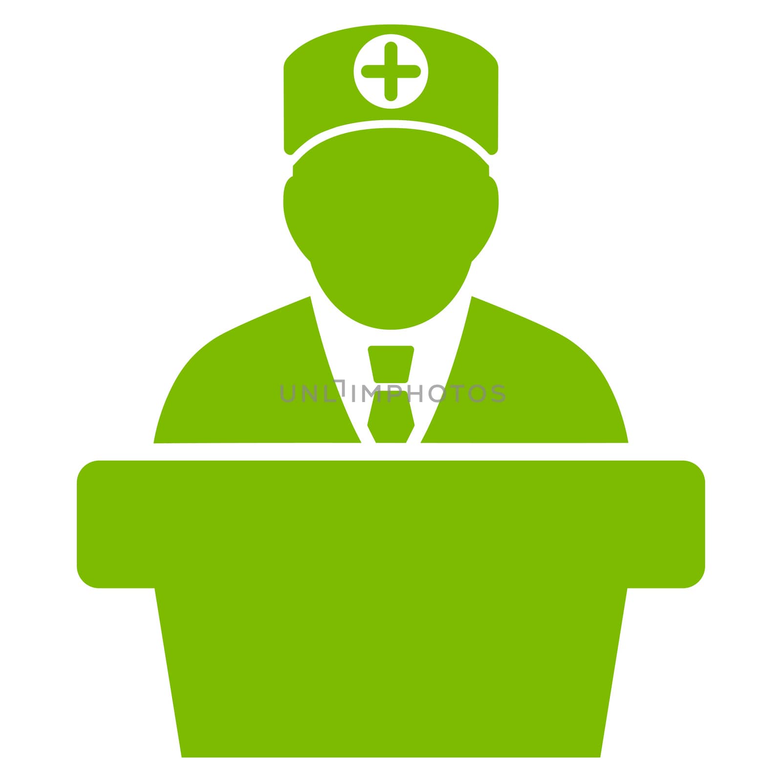 Medical Official Lecture glyph icon. Style is flat symbol, eco green color, rounded angles, white background.
