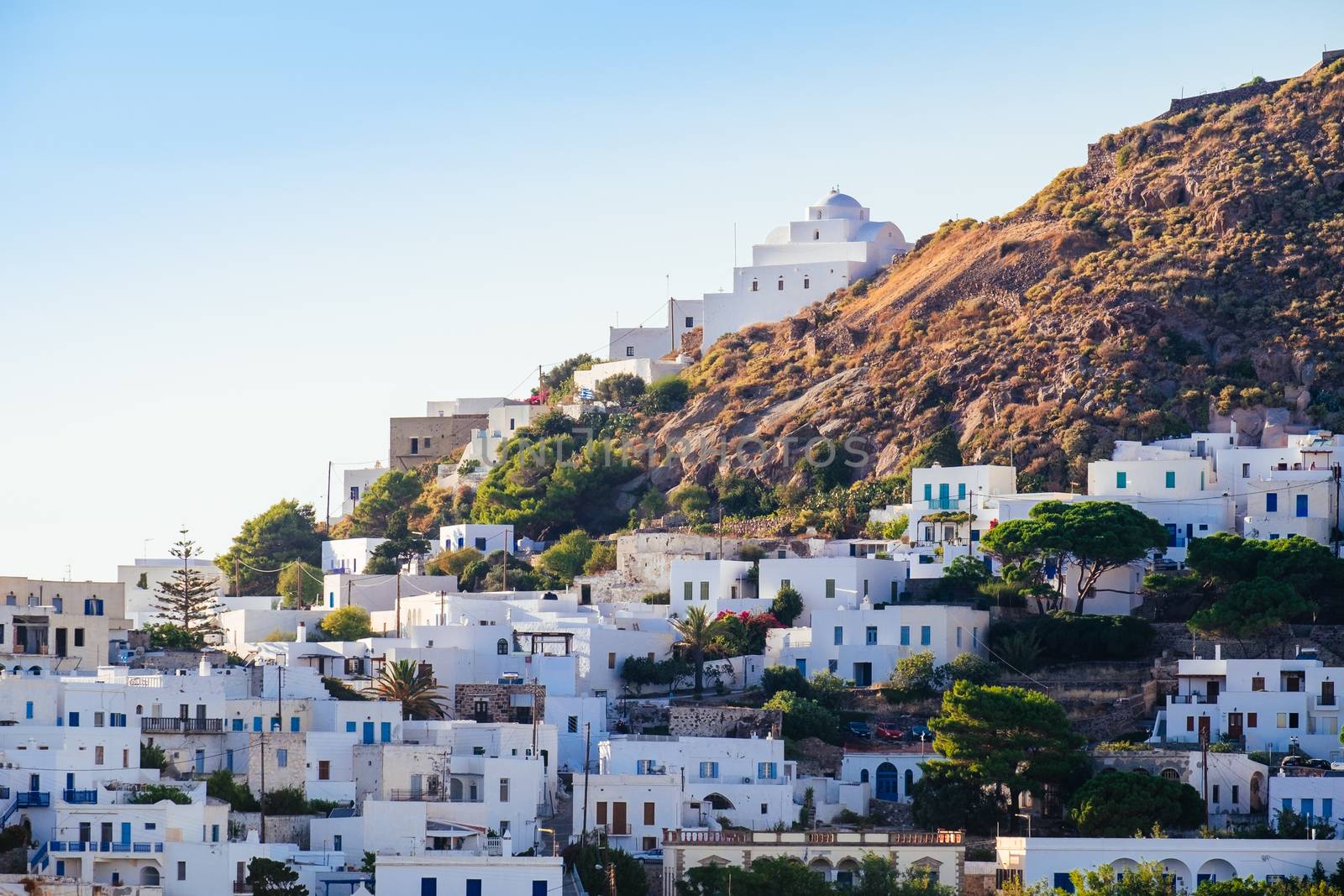 Scenic view of traditional Greek village Plaka on Milos island, Greece