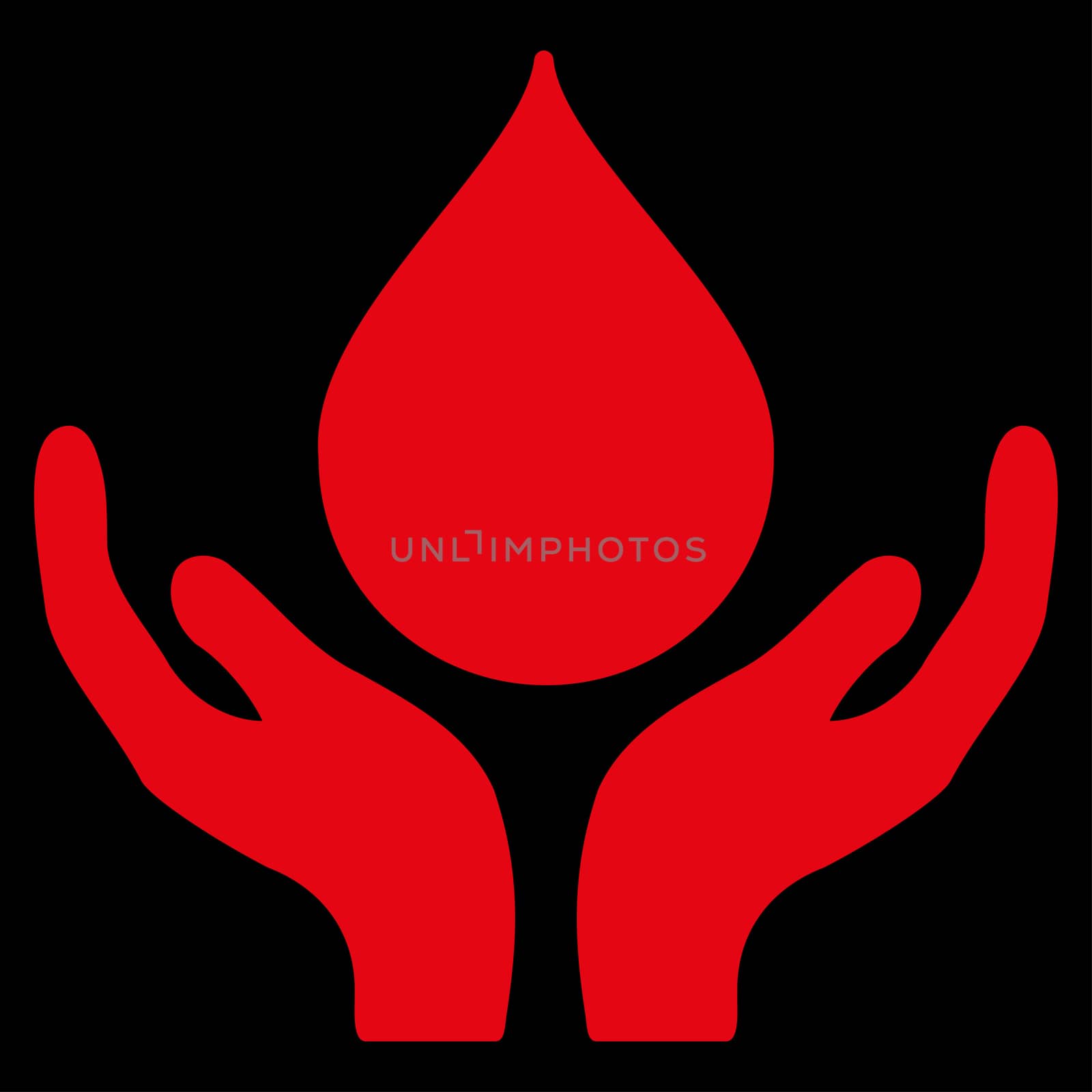 Blood Donation raster icon. Style is flat symbol, red color, rounded angles, black background.