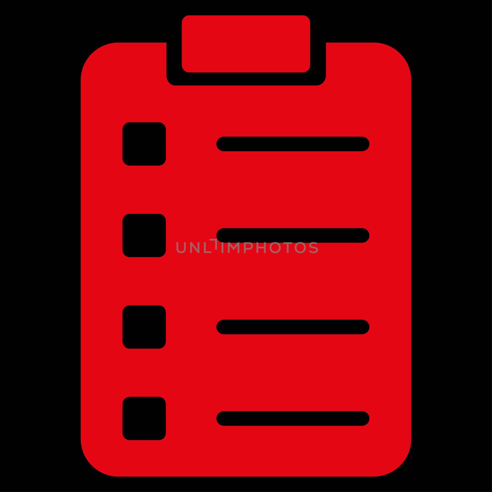 Pad Form raster icon. Style is flat symbol, red color, rounded angles, black background.