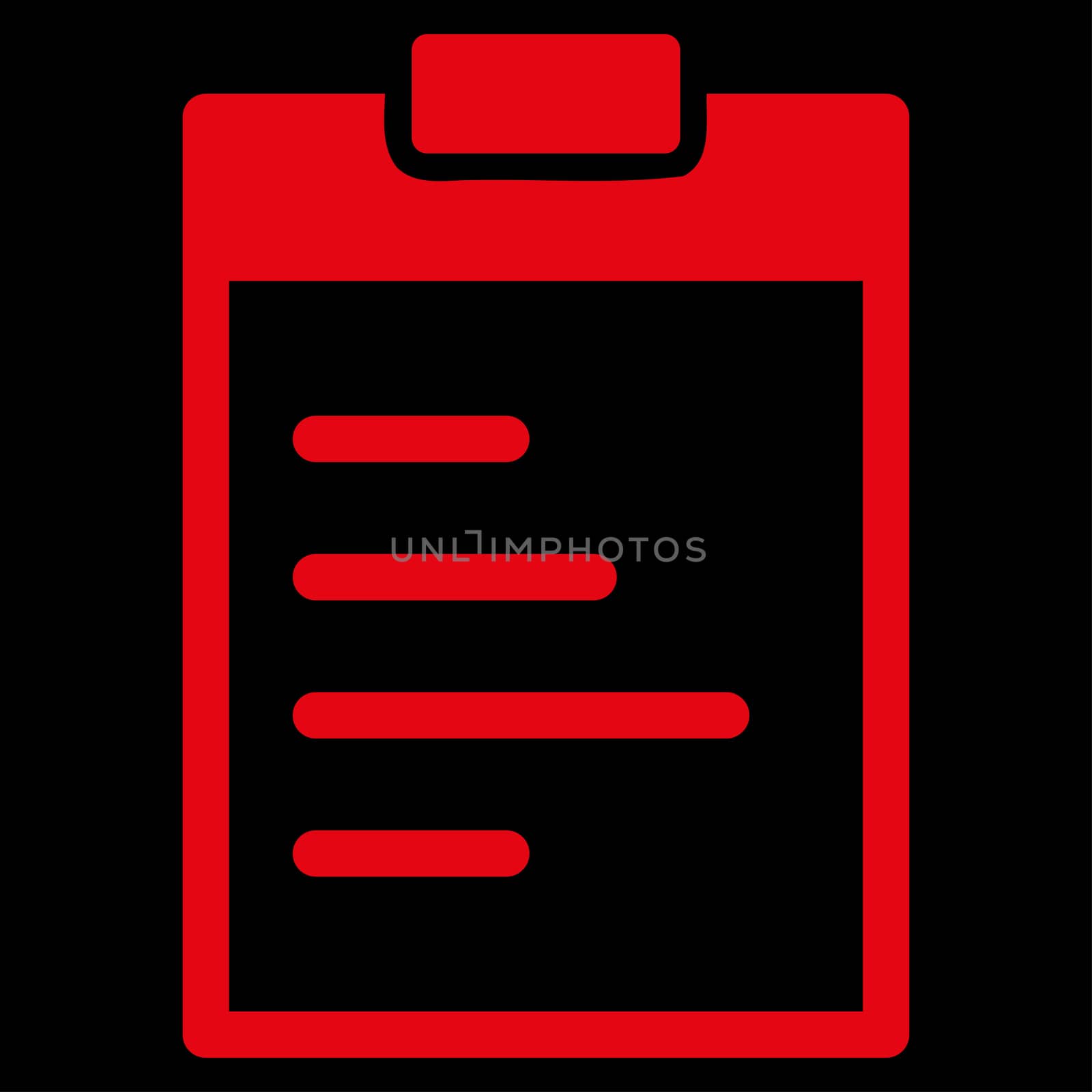 Pad Text raster icon. Style is flat symbol, red color, rounded angles, black background.