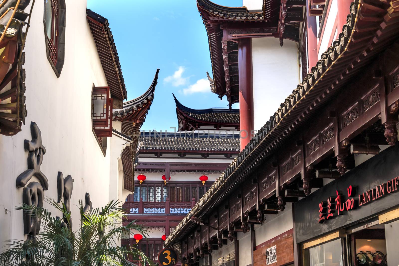 Old Shanghai Houses Red Roofs Yuyuan China by bill_perry